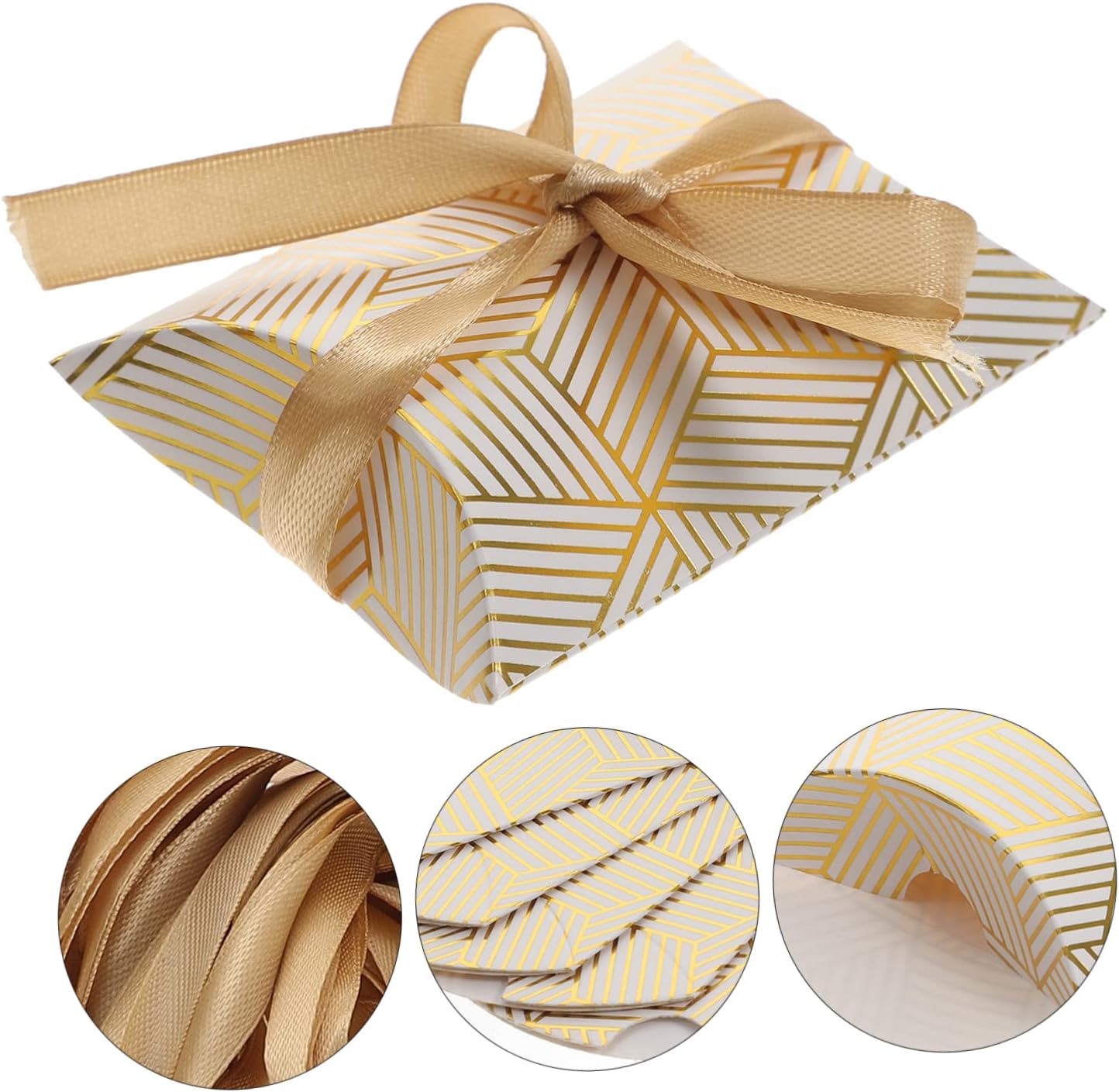 FOMIYES 50pcs Gold Foil Pillow Boxes for Parties and Holidays