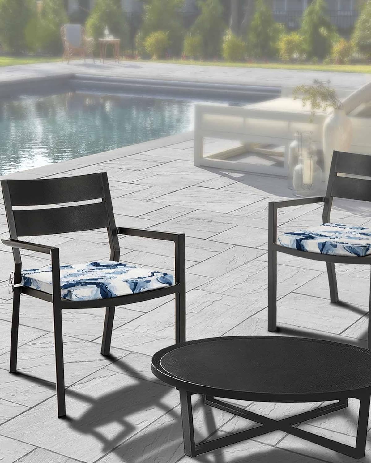 2 Pack Marble Waterproof Cushion Covers with Ties