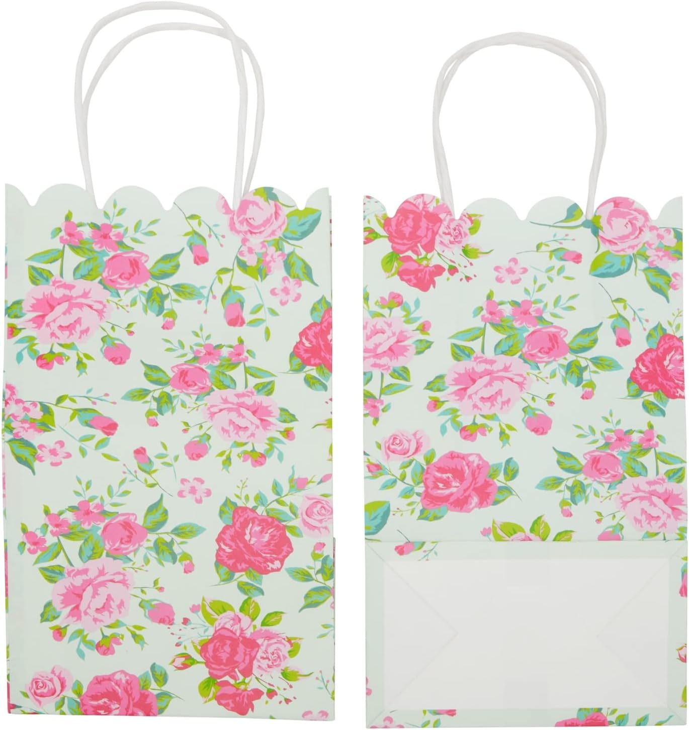 Blue Panda Floral Gift Bags with Handles 24 Pack