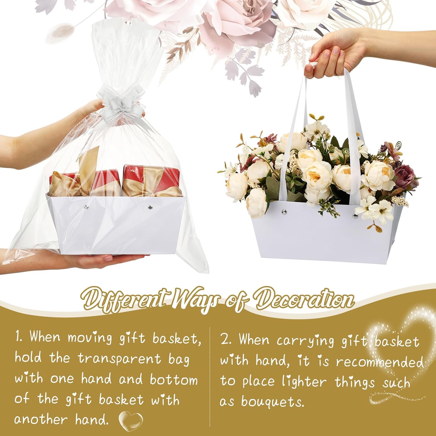 Colarr 12 Pack Empty Gift Baskets with Bows and Handles