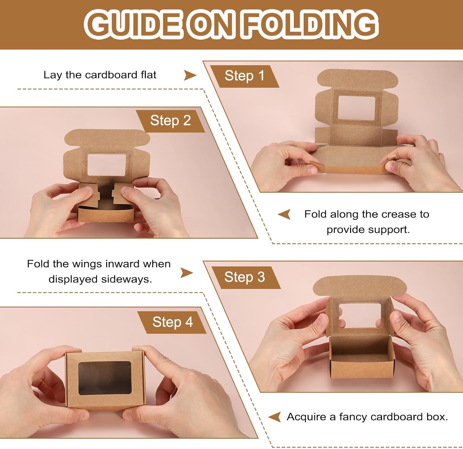Uxcell 16Pcs Mini Kraft Treat Boxes with Clear Window