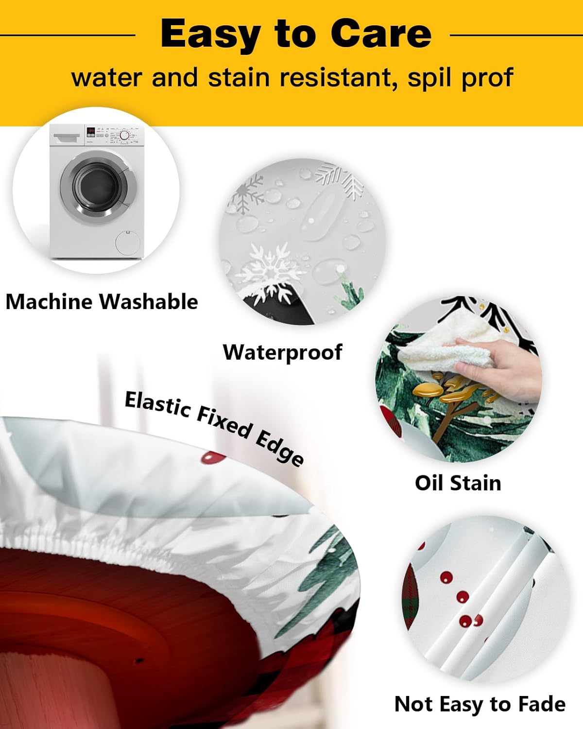 ZOE GARDEN Winter Snowman Round Waterproof Table Cover