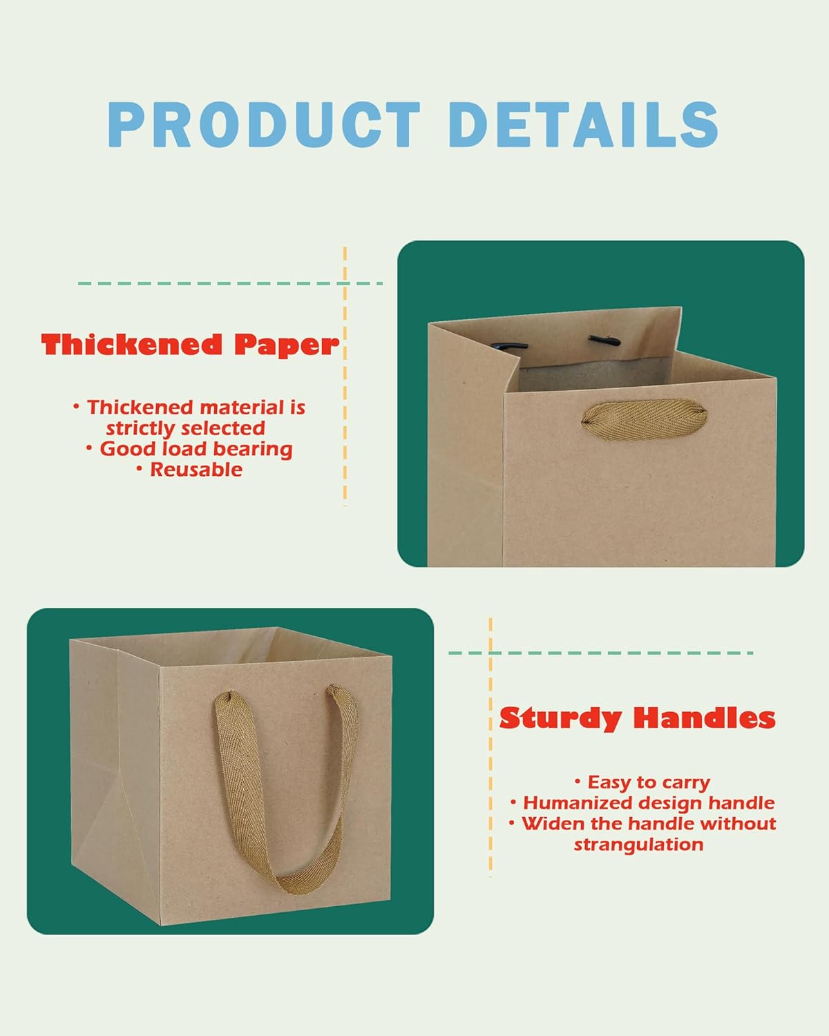 ADIDO EVA 10PCS Square Gift Bags with Handles