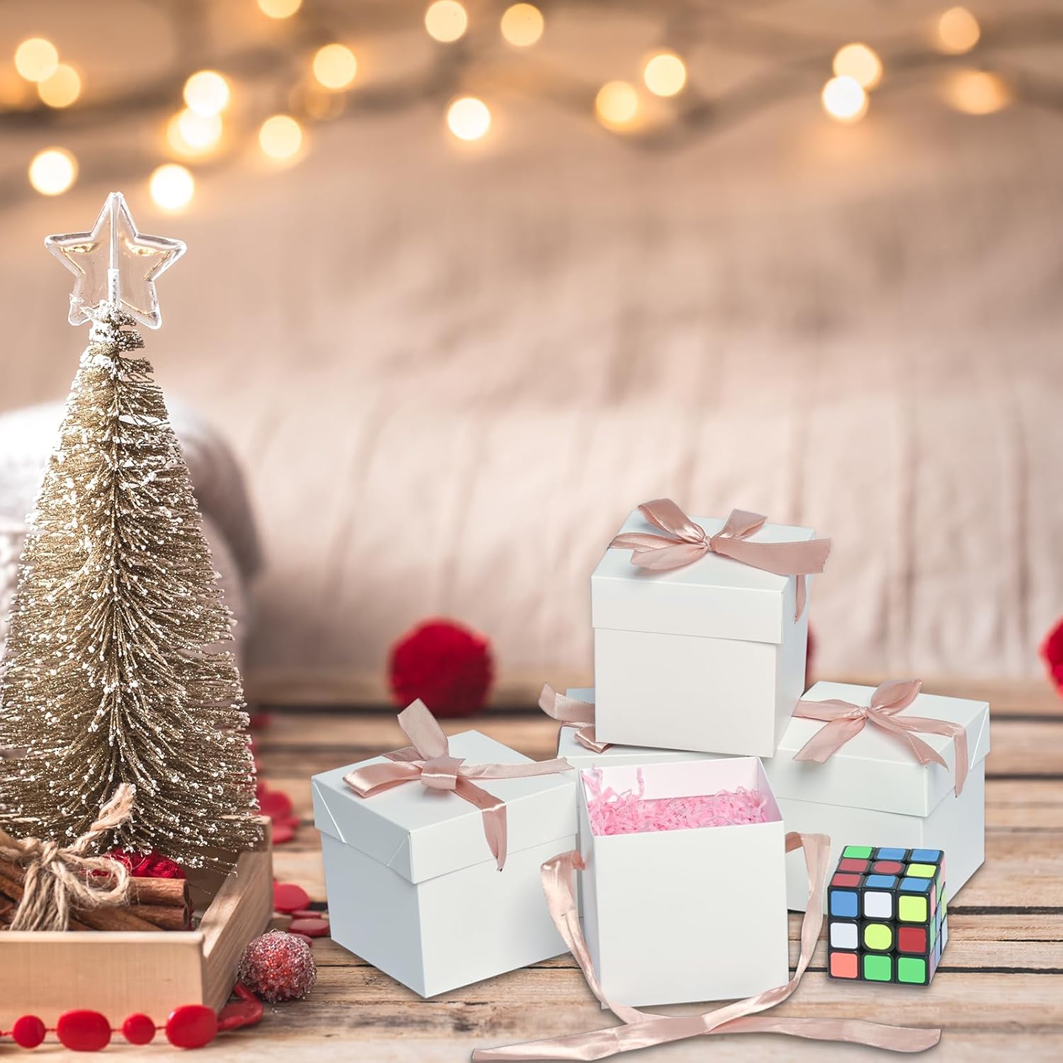 6x6x6 White Gift Boxes with Lids 12 Pcs