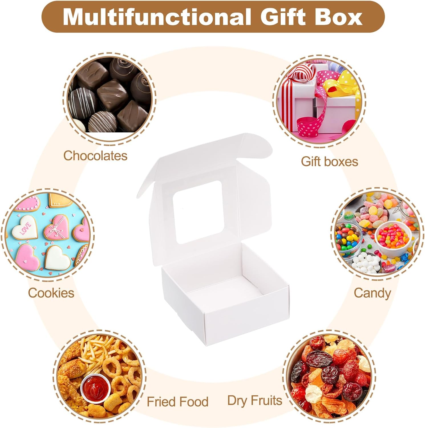 Uxcell 16Pcs Mini Kraft Treat Boxes with Clear Window