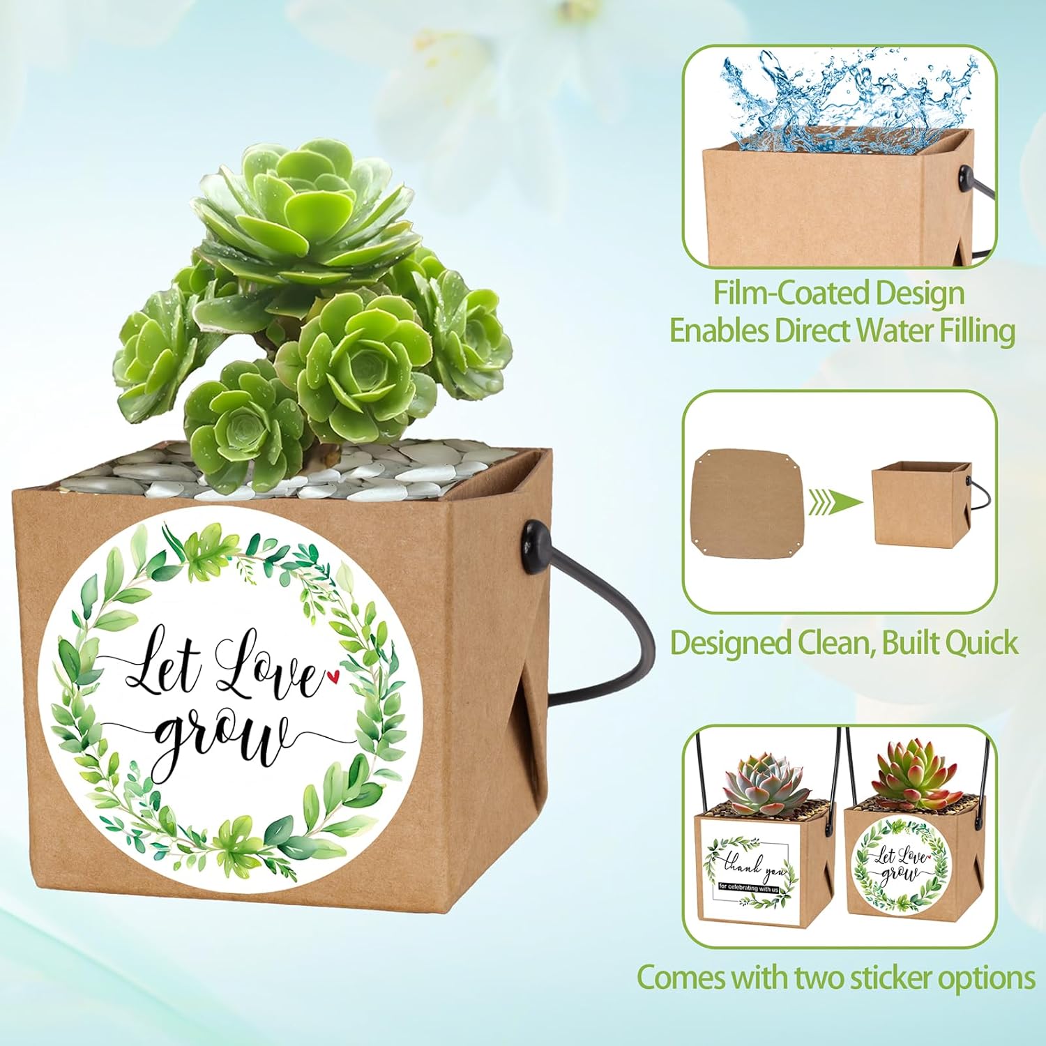 ENYOUNG 50 Pcs Mini Succulent Wrap Bags with Handle