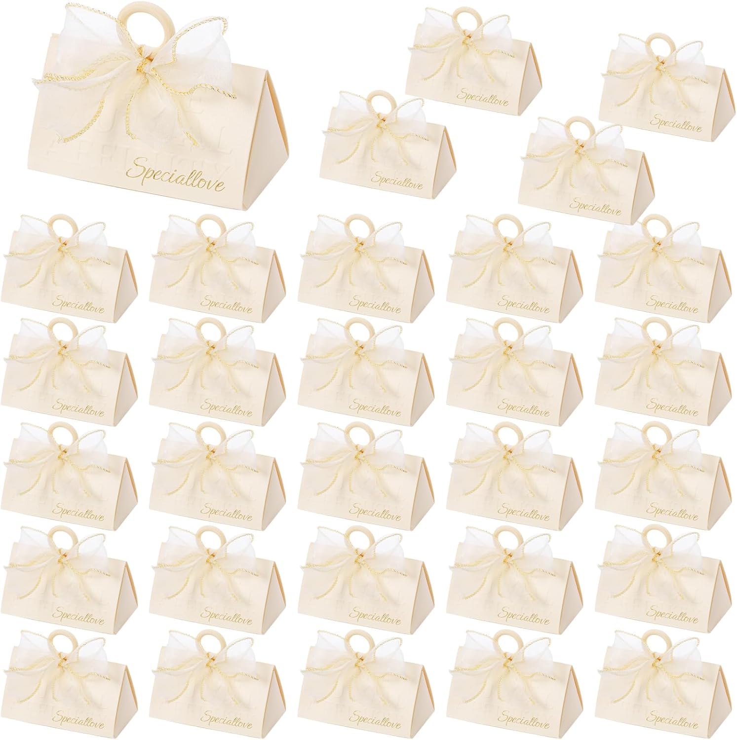 Yopay 30 Pack Wedding Favor Boxes with Handle and Gold Ribbons
