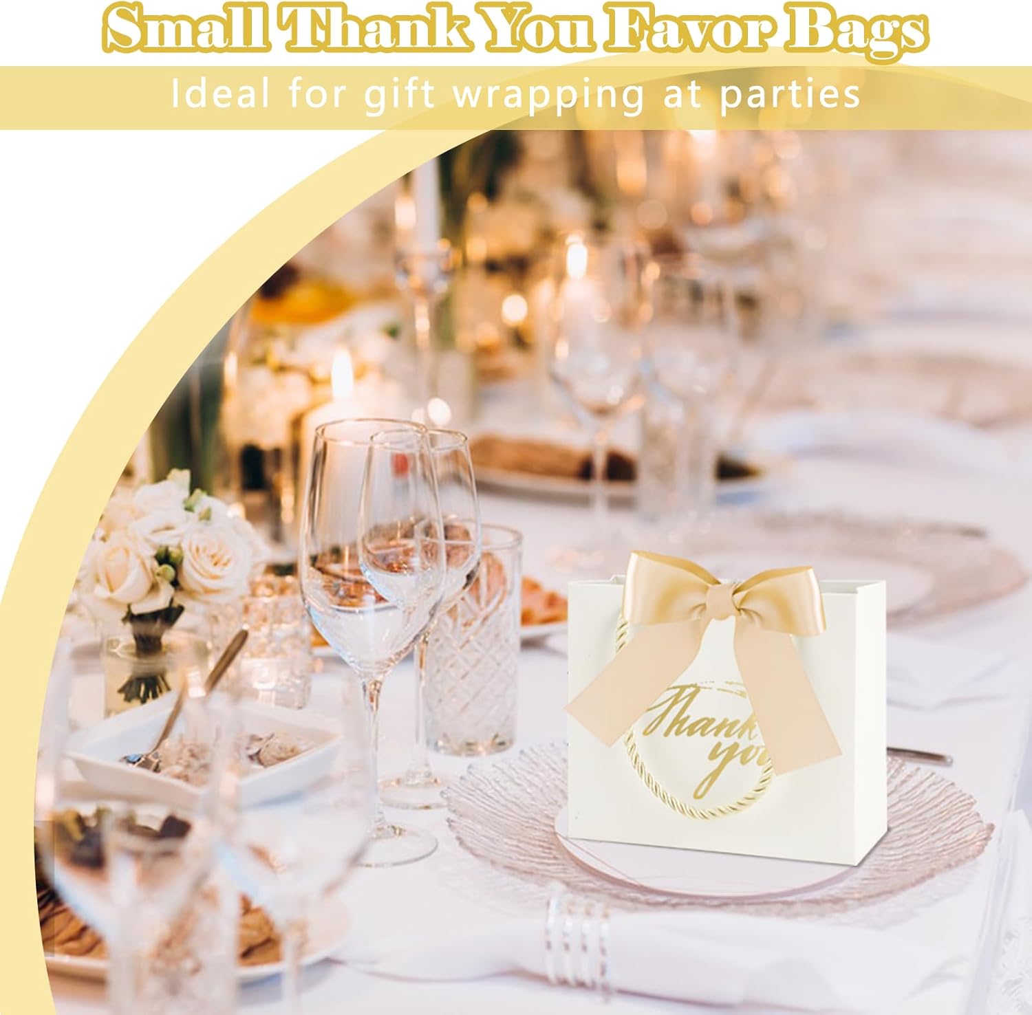 30 Pack Mini Thank You Gift Bags with Handle and Bow