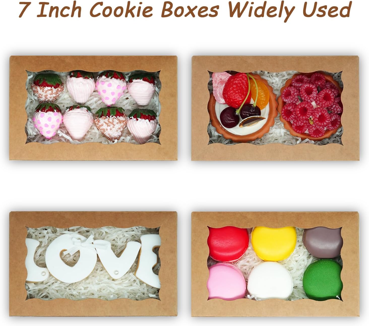 20 Pcs Kraft Cookie Boxes with Window 7x4375x15 Inch
