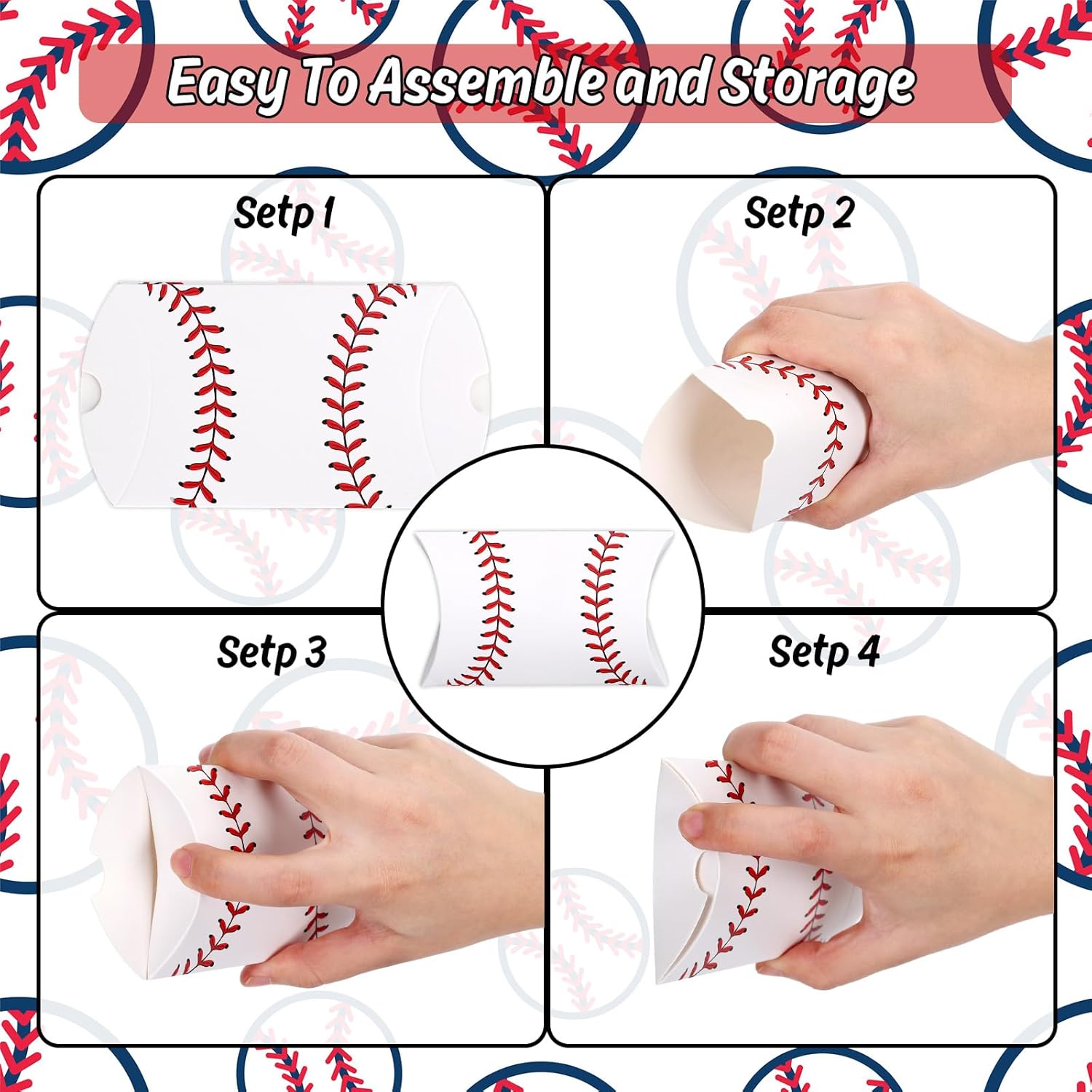 Whaline 50Pcs Baseball Theme Gift Boxes