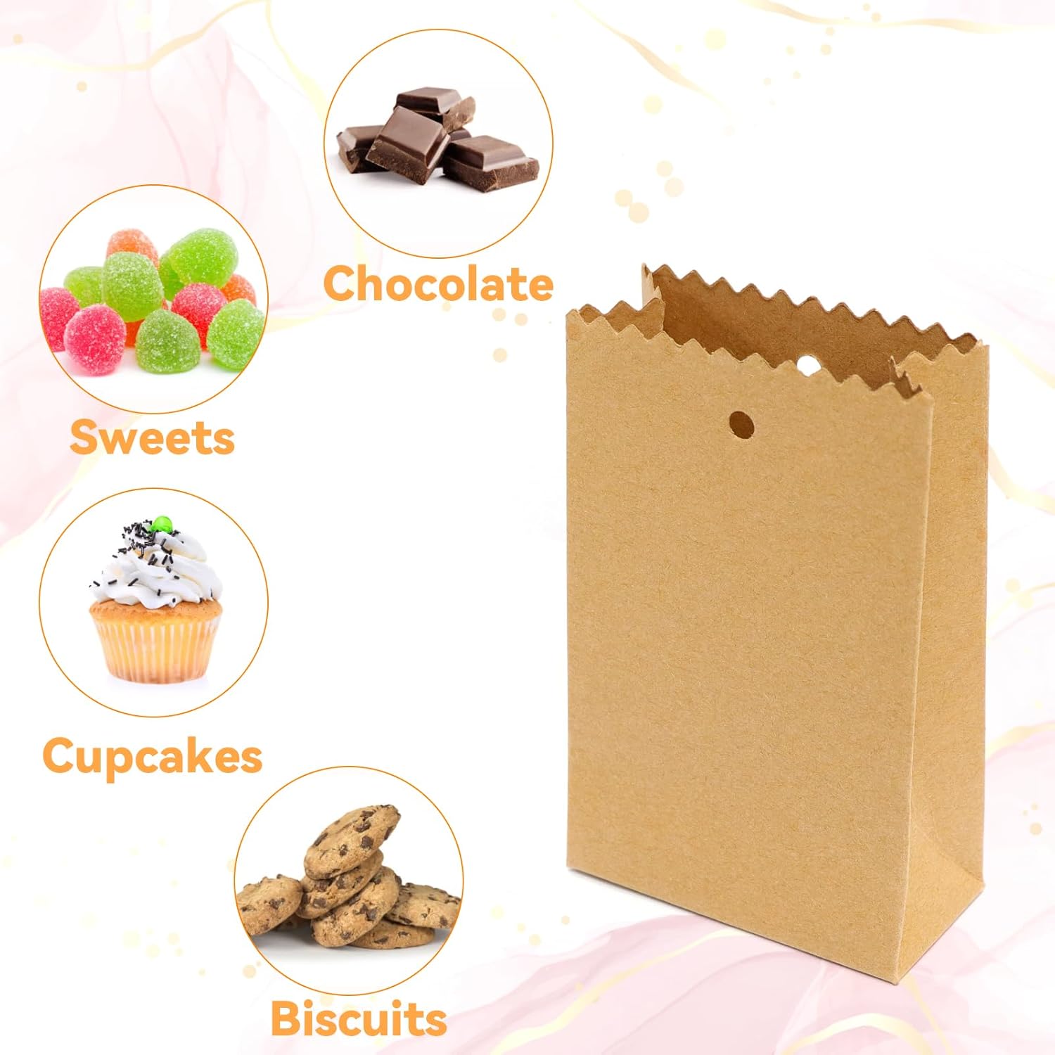 Faylapa 50Pcs Brown Party Treat Bags Boxes