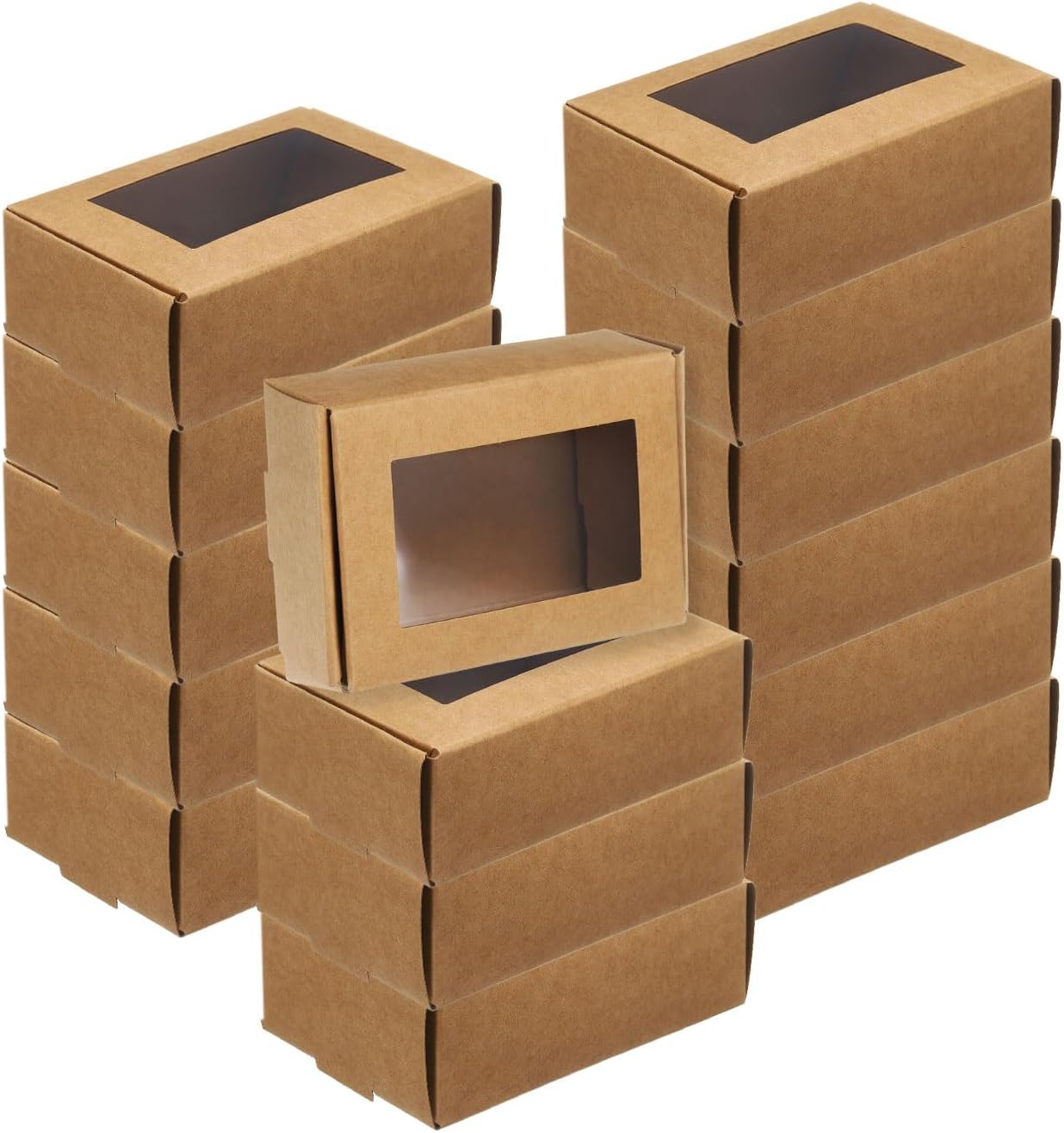 Uxcell 60 Pcs Kraft Soap Boxes with Clear Window