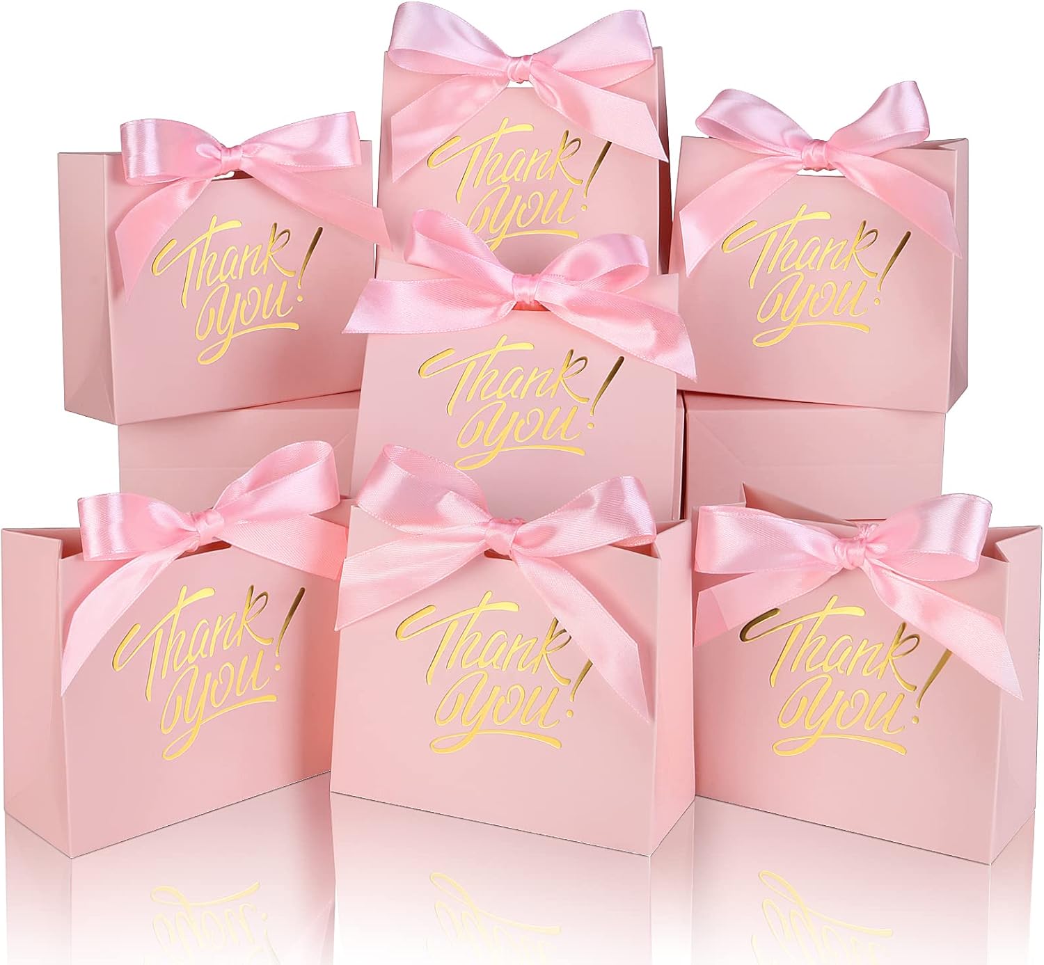 Small Thank You Gift Bags 60 Pack Gold Foil Bow Ribbons