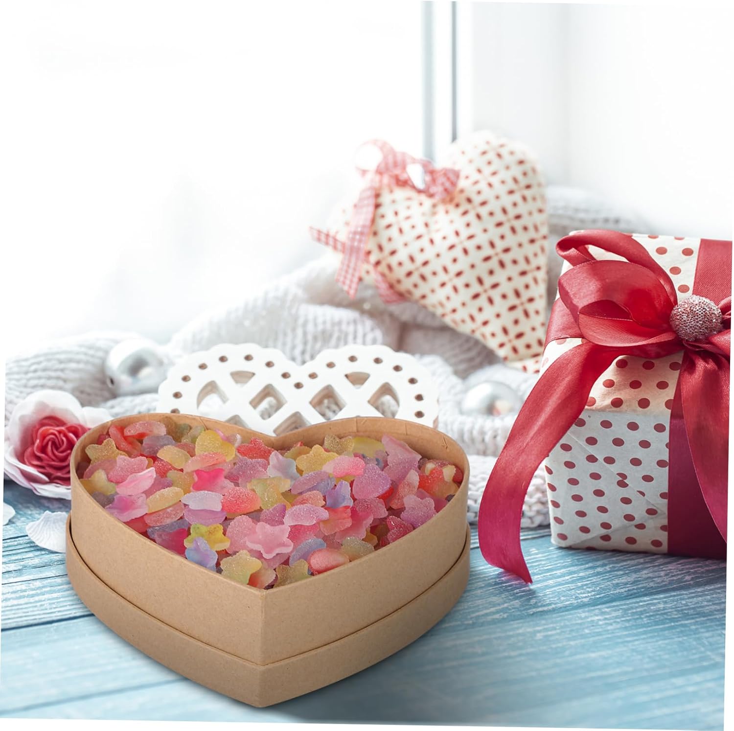 Heart Shaped Kraft Box for Valentines Day Wedding Favors