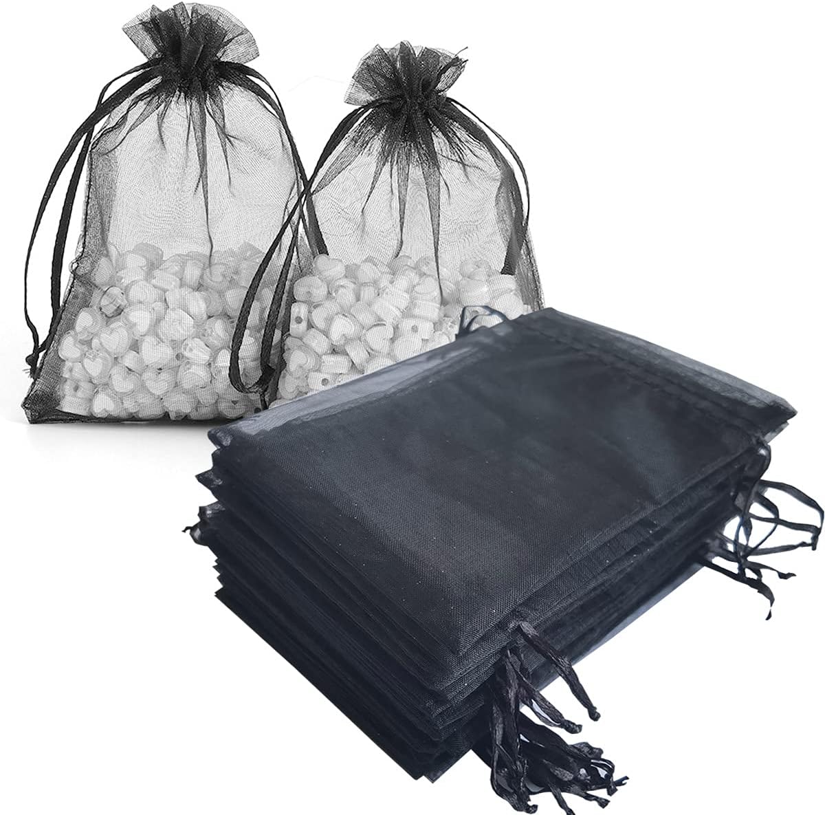 100 Pcs Black 4x6 Inch Drawstring Gift Wrap Bag