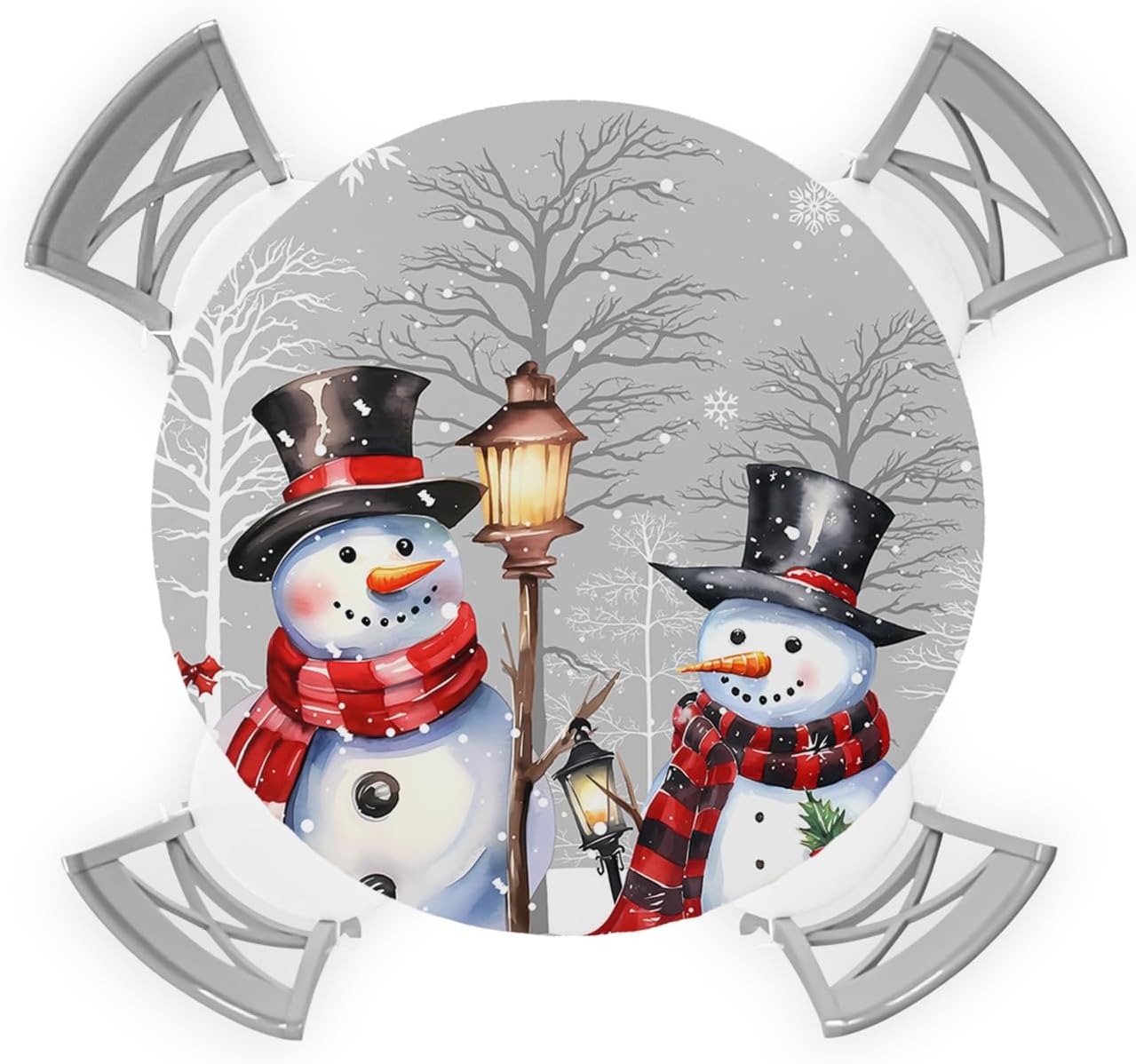 ZOE GARDEN Grey Snowman Round Waterproof Table Cover