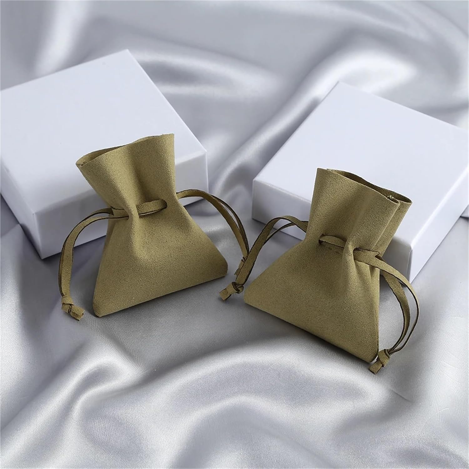 20pcs 8x10cm Microfiber Jewelry Drawstring Pouches Gray