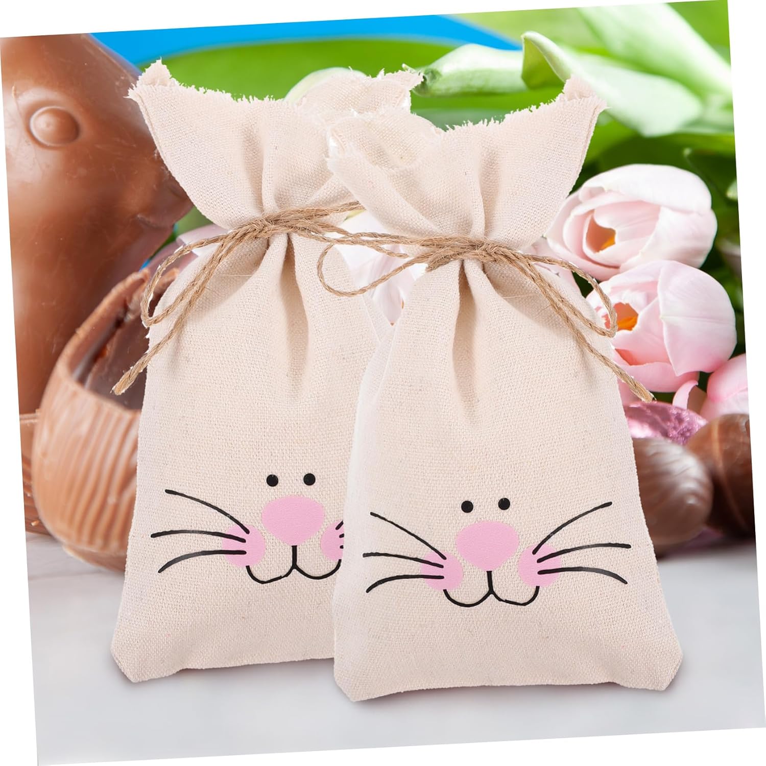CAXUSD 10pcs Easter Bunny Bags for Kids Party Favors