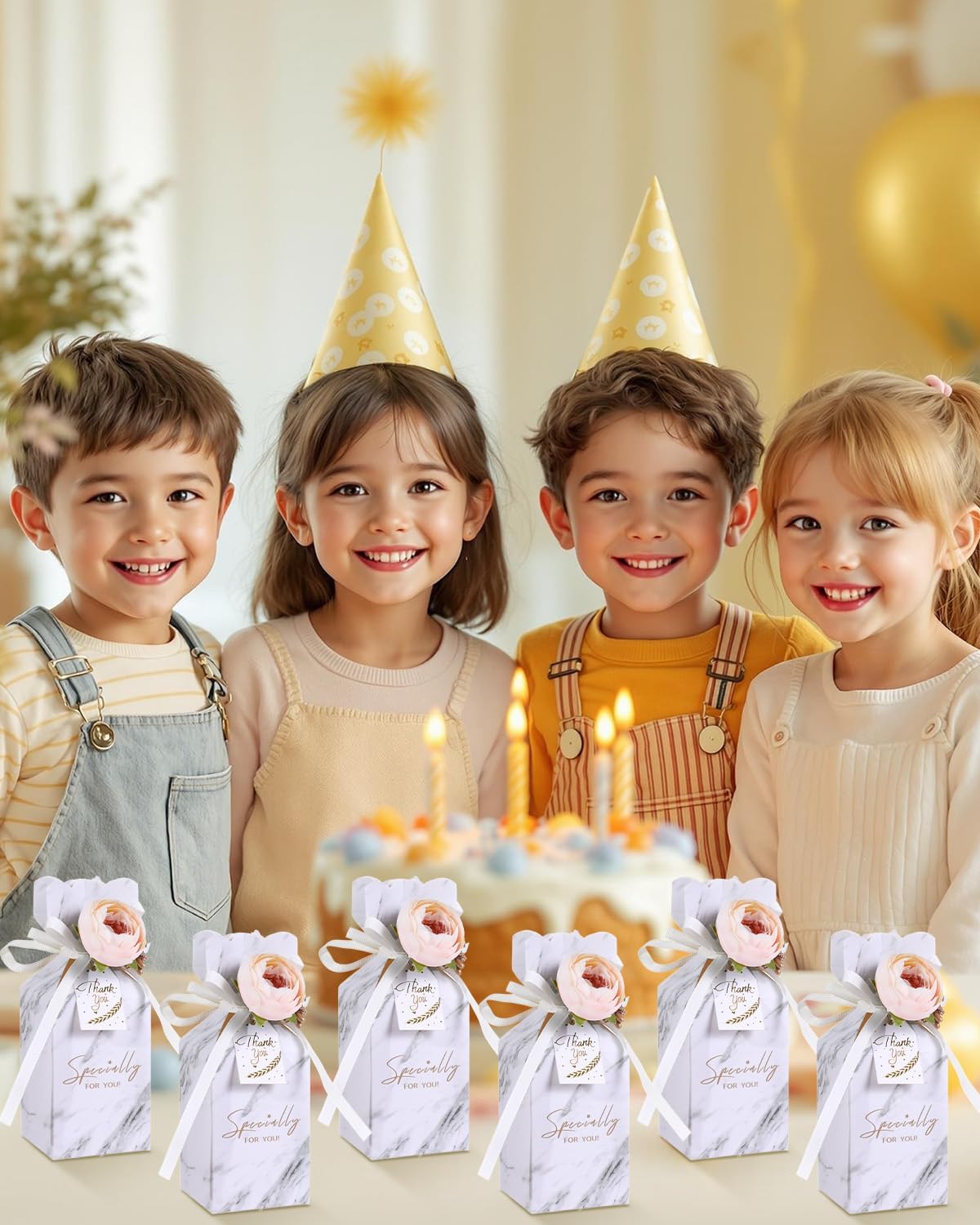 Liobelon 10 Piece Floral Gift Boxes with Ribbons