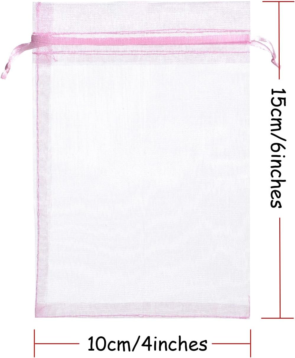 Volanic 100PCS 4x6 Inch Sheer Drawstring Organza Gift Bags