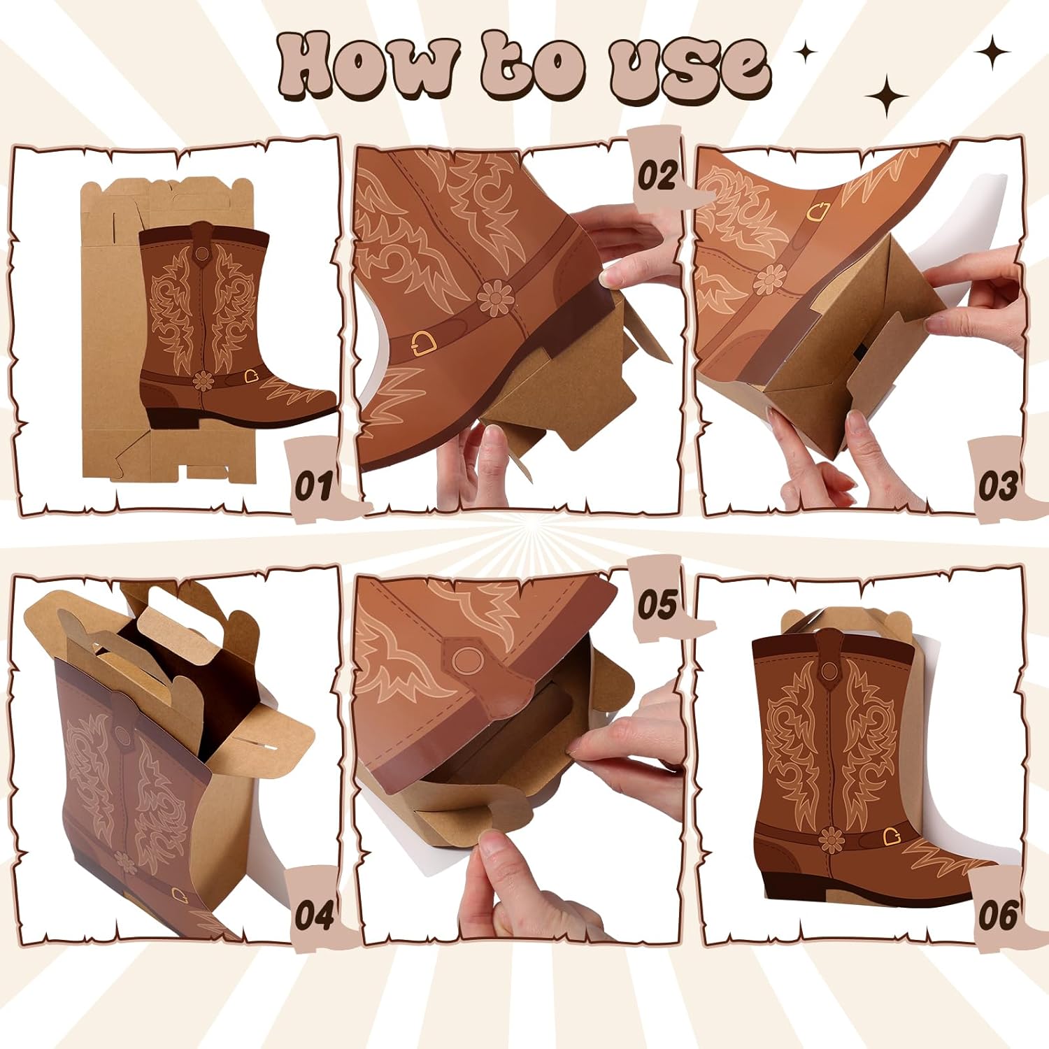 Mooliwe 12 Pcs Western Boots Party Favors Gift Boxes