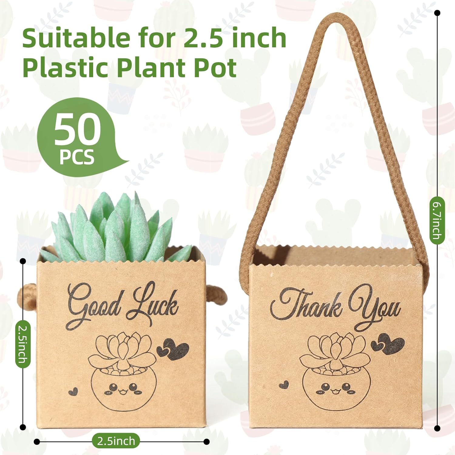 YALIOURS 50PCS Succulent Gift Wrap Bags for 2-25 Inch Pots