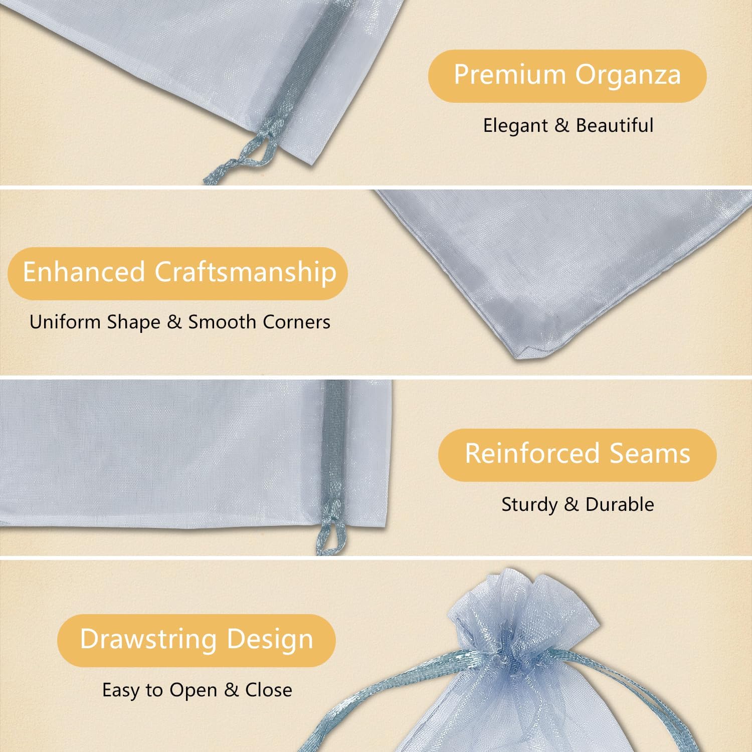100pcs 4x6 Inch Drawstring Organza Gift Bags for Weddings