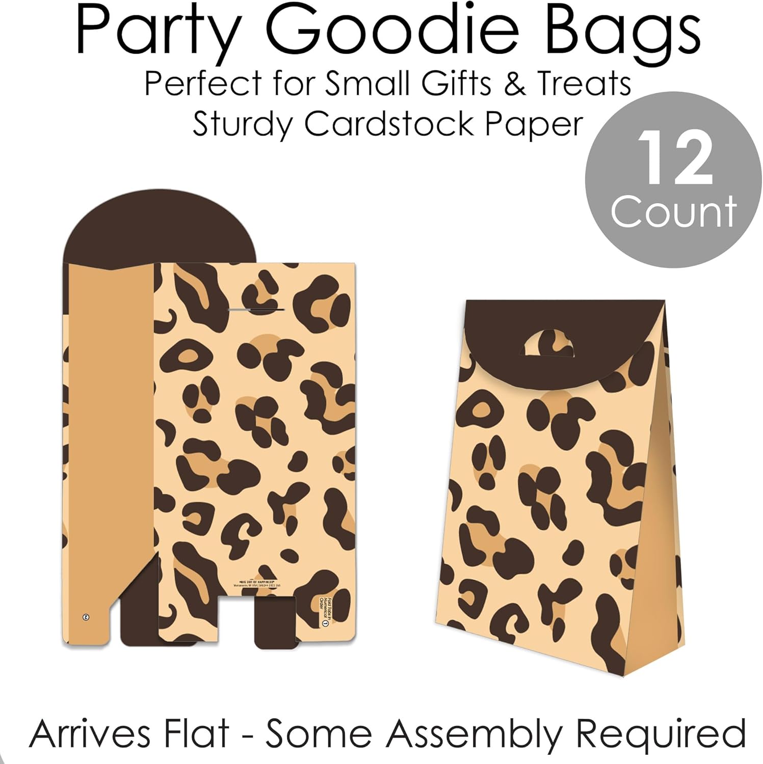 Big Dot of Happiness Leopard Print Party Goodie Bags Set of 12