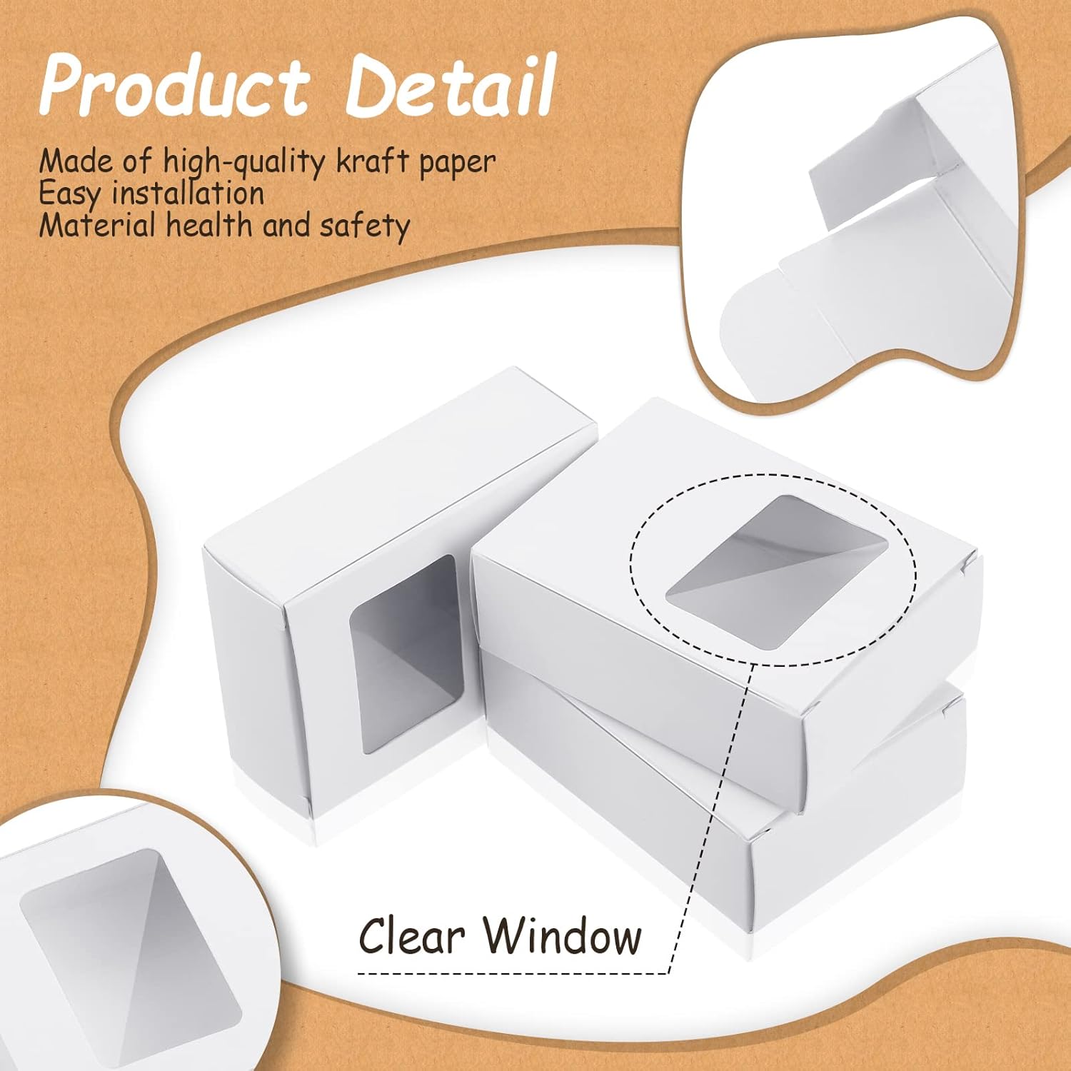 Spakon 30 Pcs Mini Kraft Soap Boxes with Window