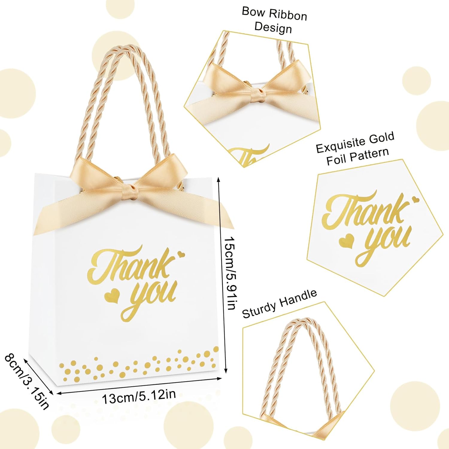 SHAIDOJIO 40-Pack Thank You Gift Bags with Handle