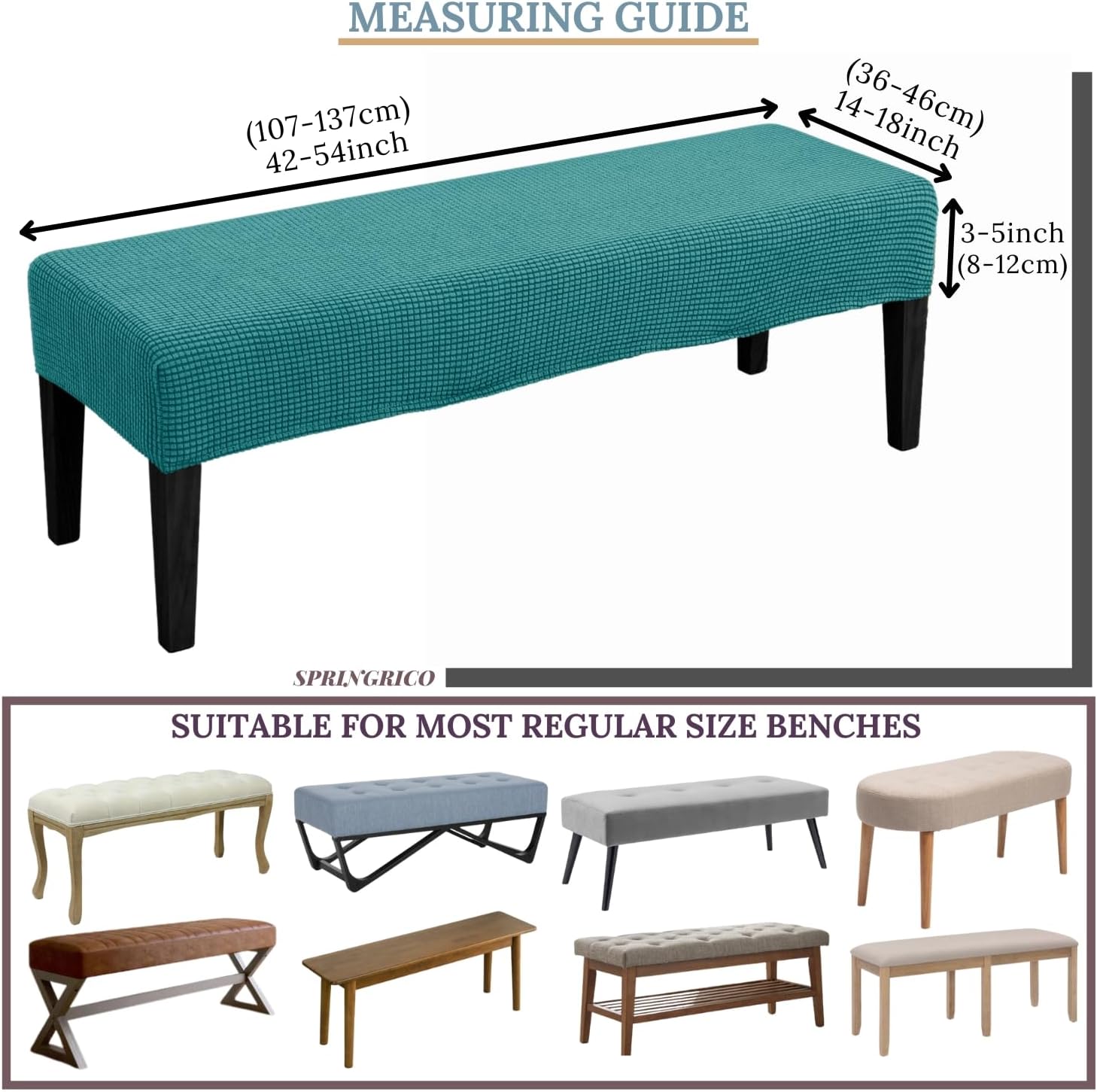 SPRINGRICO Stretch Bench Cover Teal