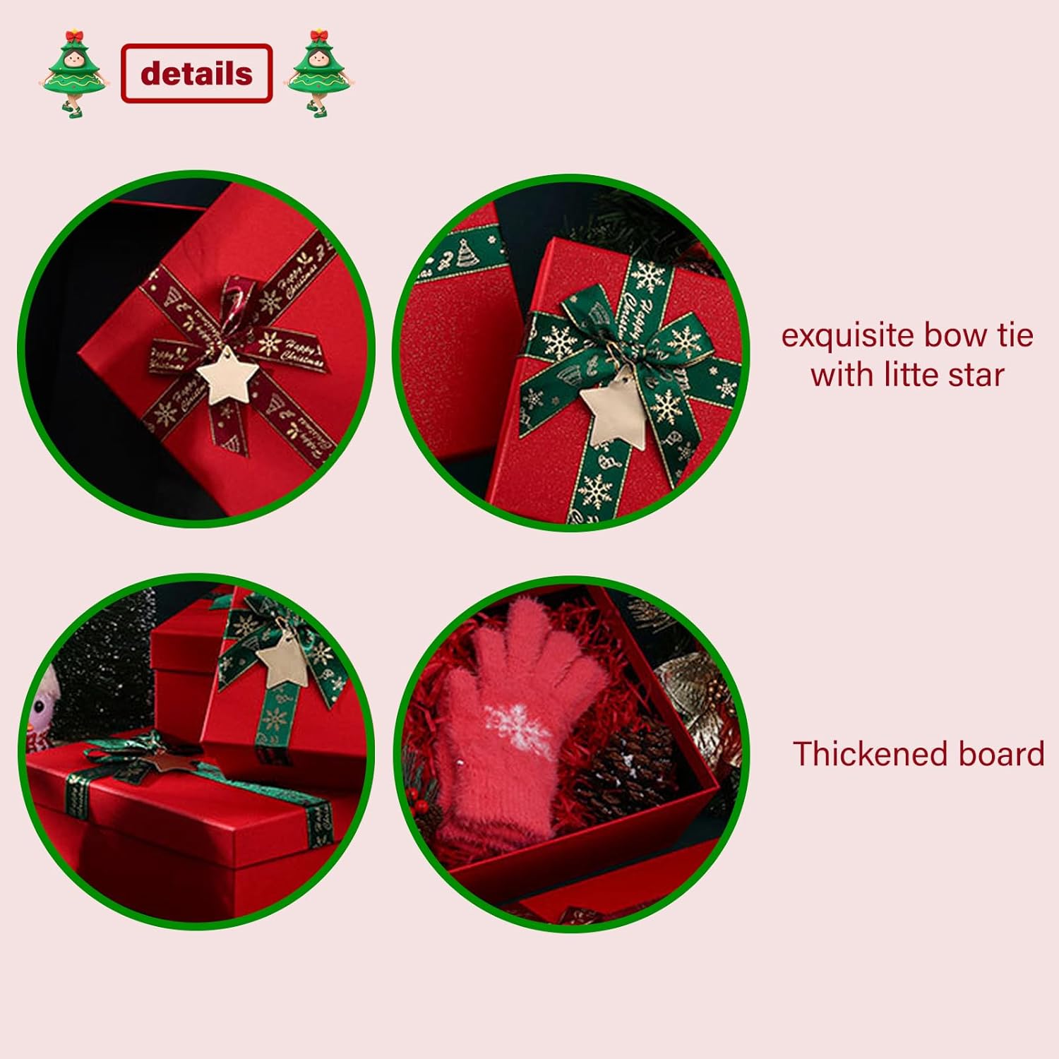 Krdrgey 4 Pack Christmas Gift Boxes with Lids