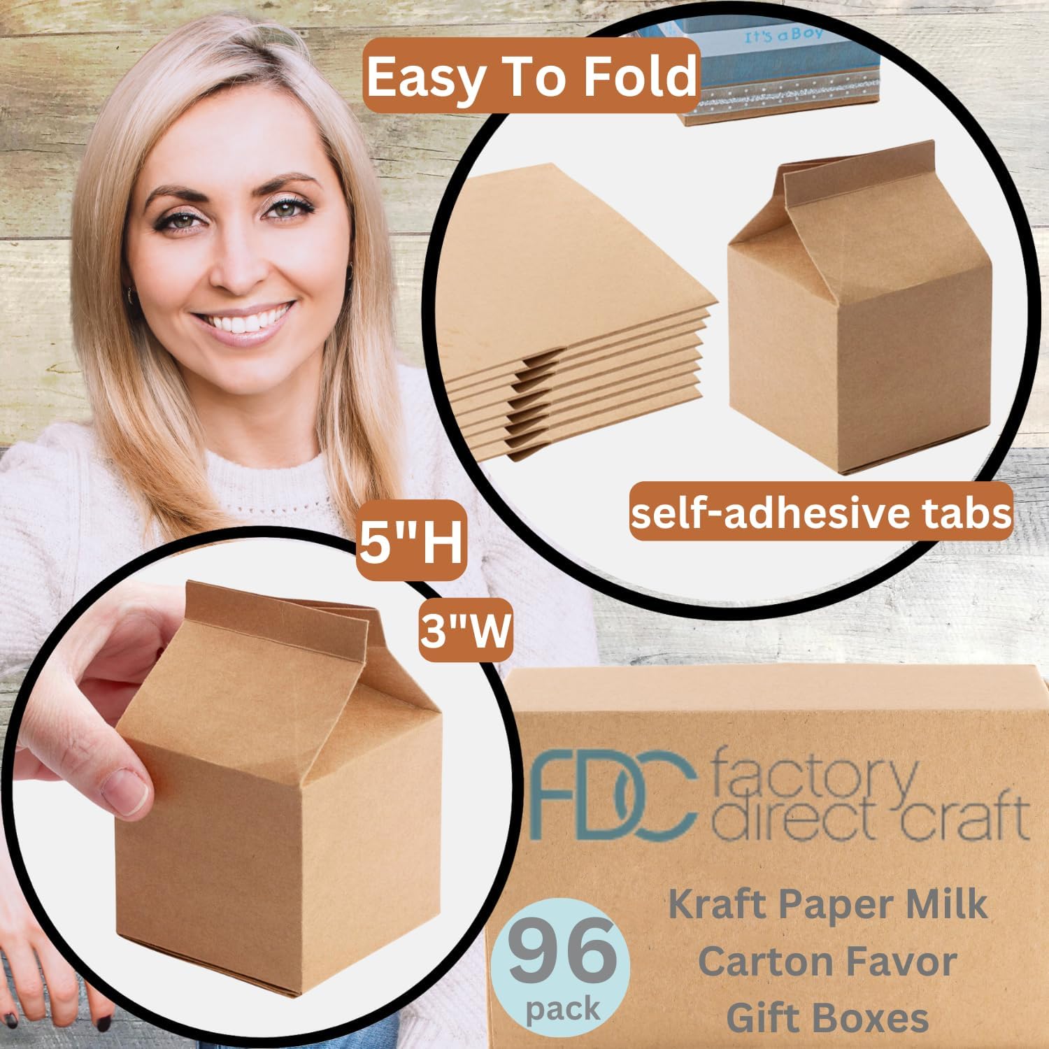 Factory Direct Craft 96 Pack Kraft Paper Party Favor Boxes