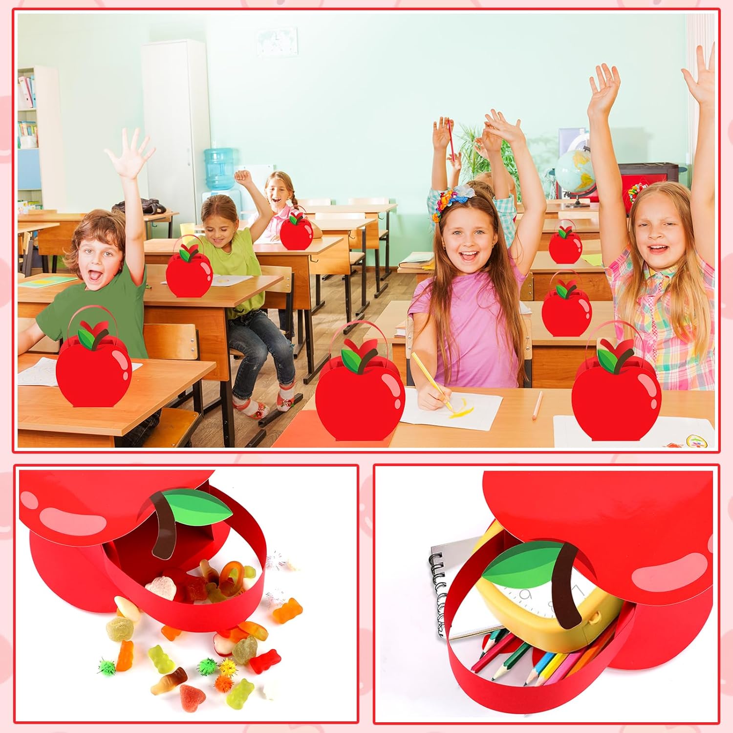CHUNNIN 24 Pack Red Apple Gift Boxes for Back to School