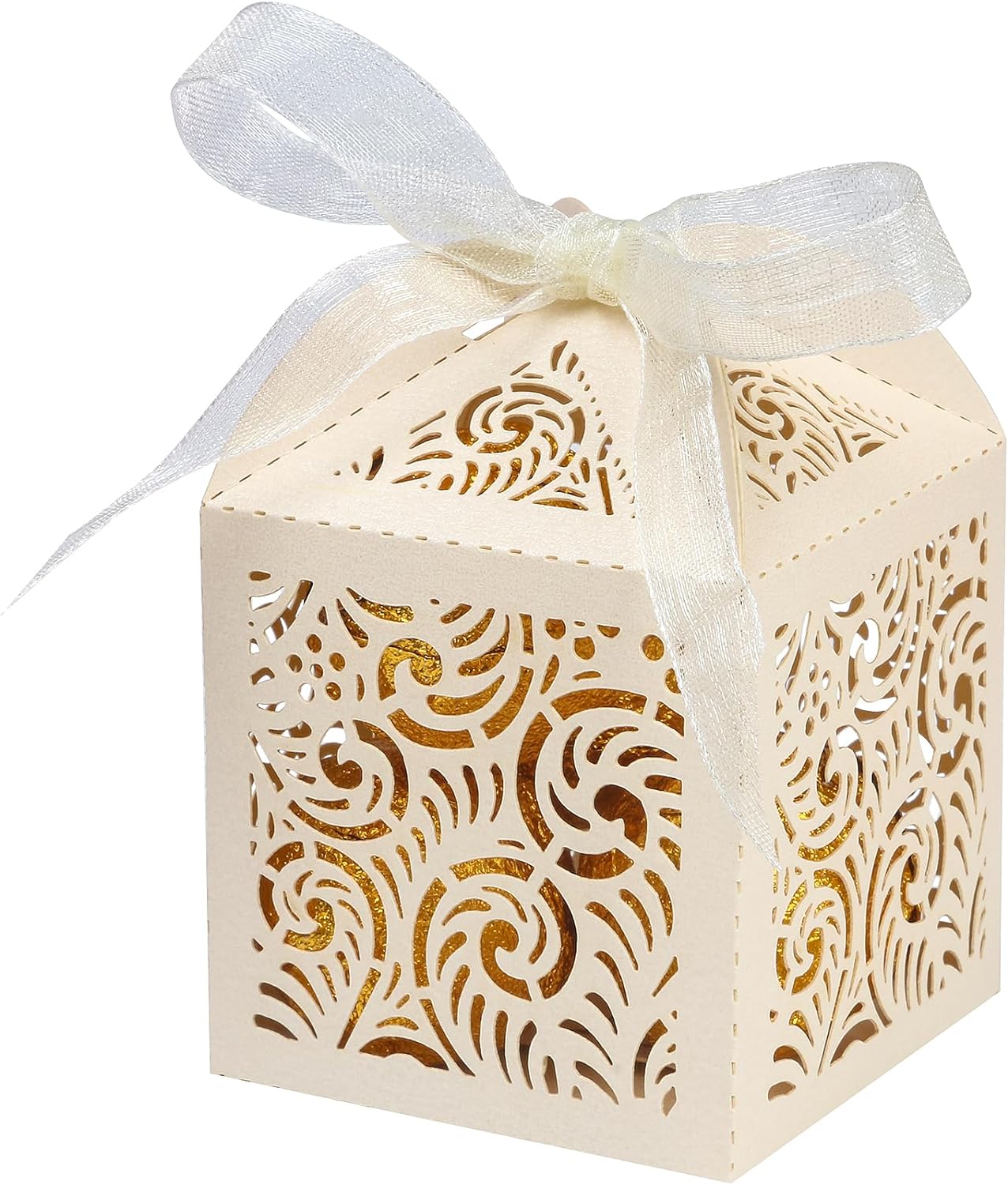 COTOPHER 100Pcs Laser Cut Beige Gift Boxes