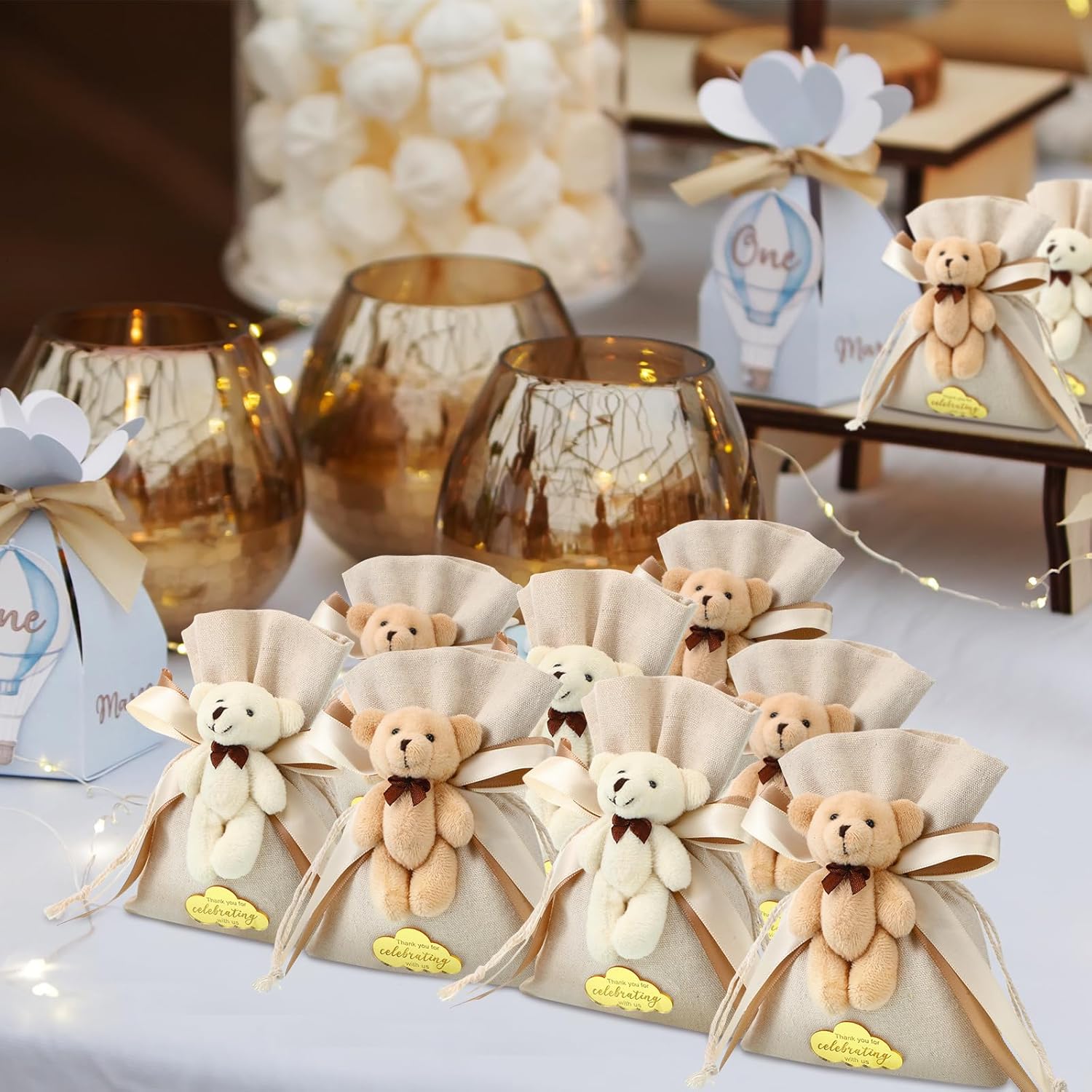 Shinylin 24 Pcs Plush Bear Gift Bags for Baby Shower