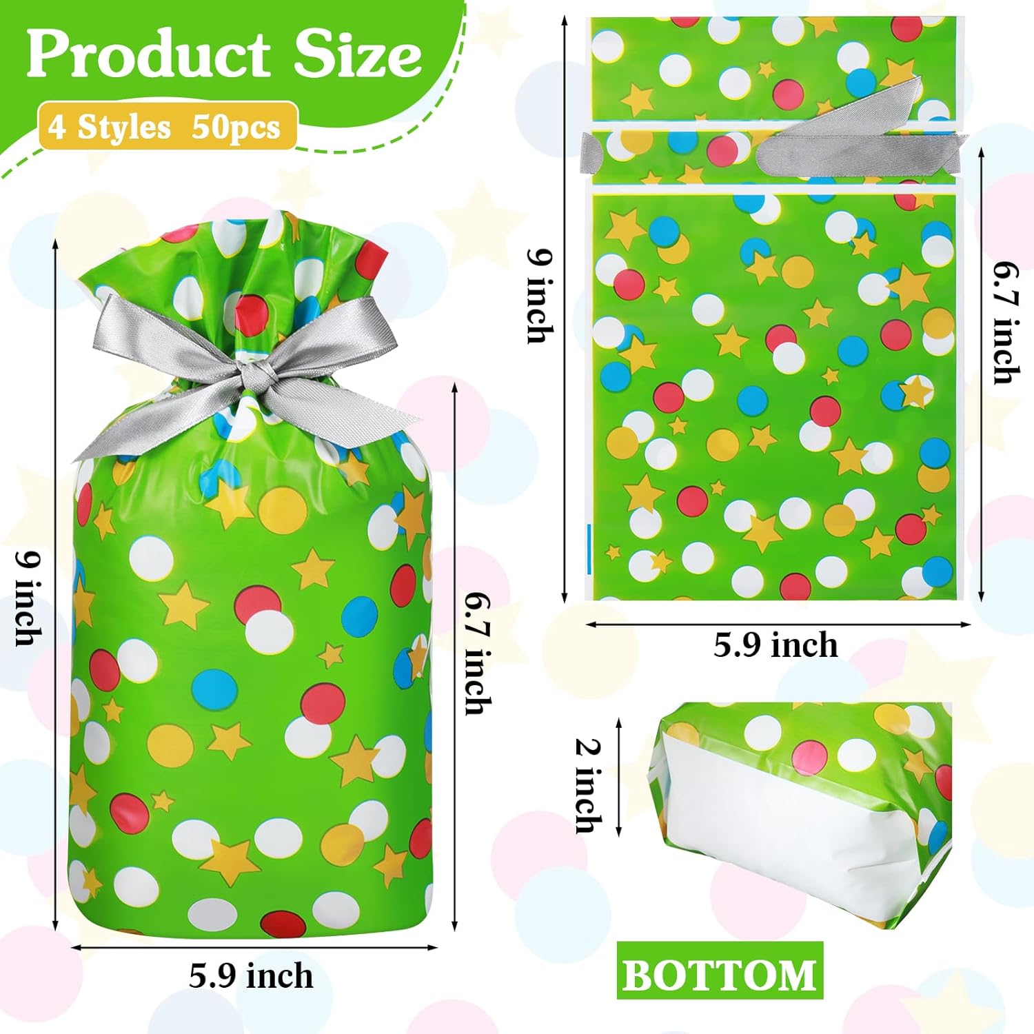 Capoda 50 Pcs Colorful Polka Dots Gift Bags