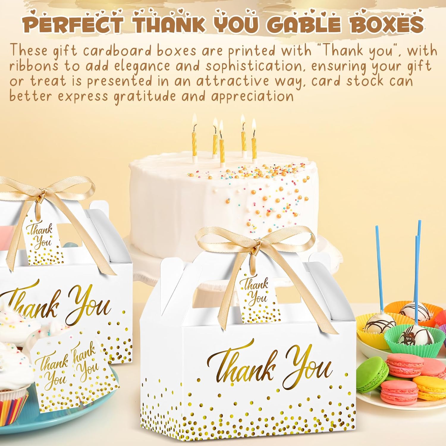 Qilery 24 Piece Thank You Gift Boxes with Ribbon and Card