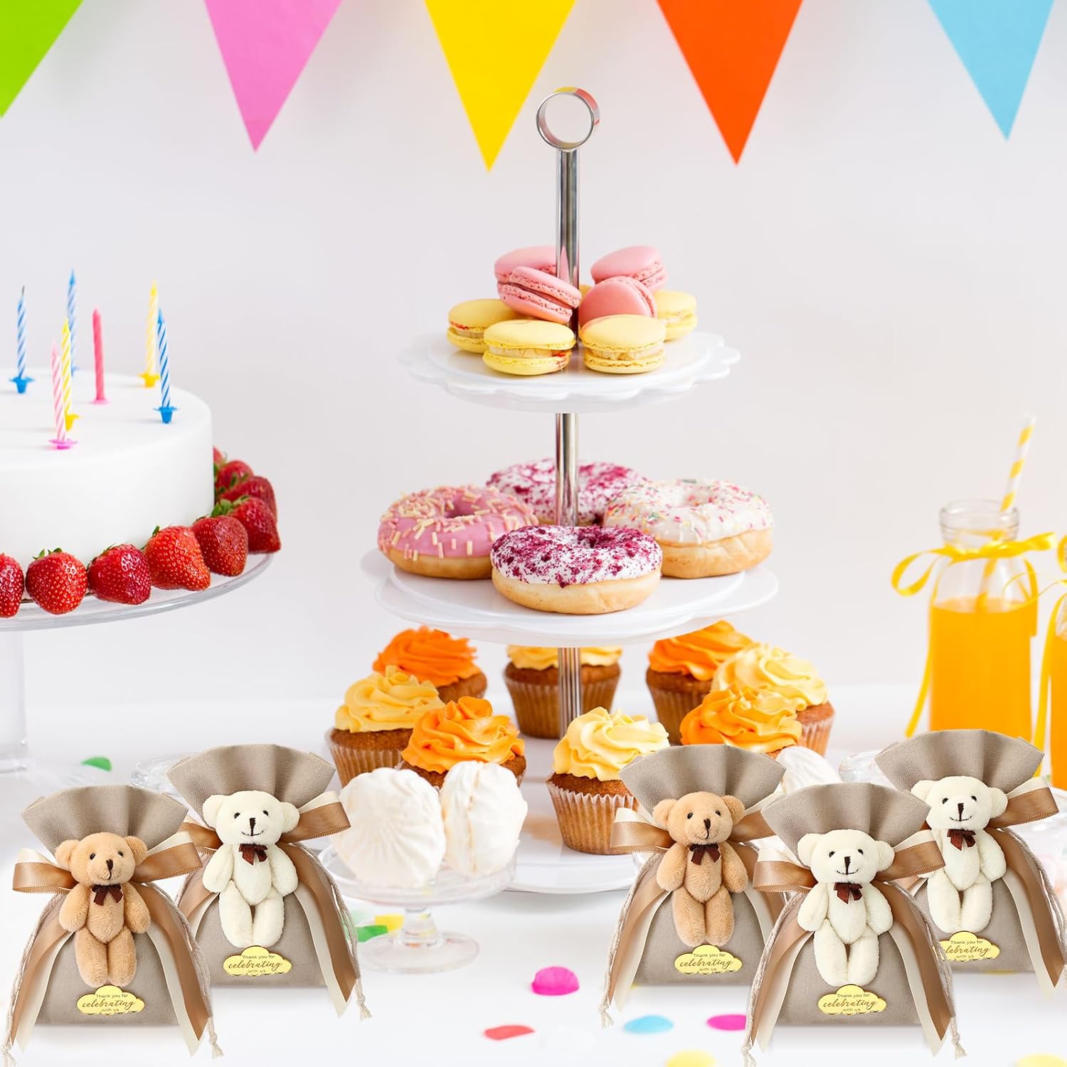 24 Pcs Plush Bear Gift Bags for Baby Shower