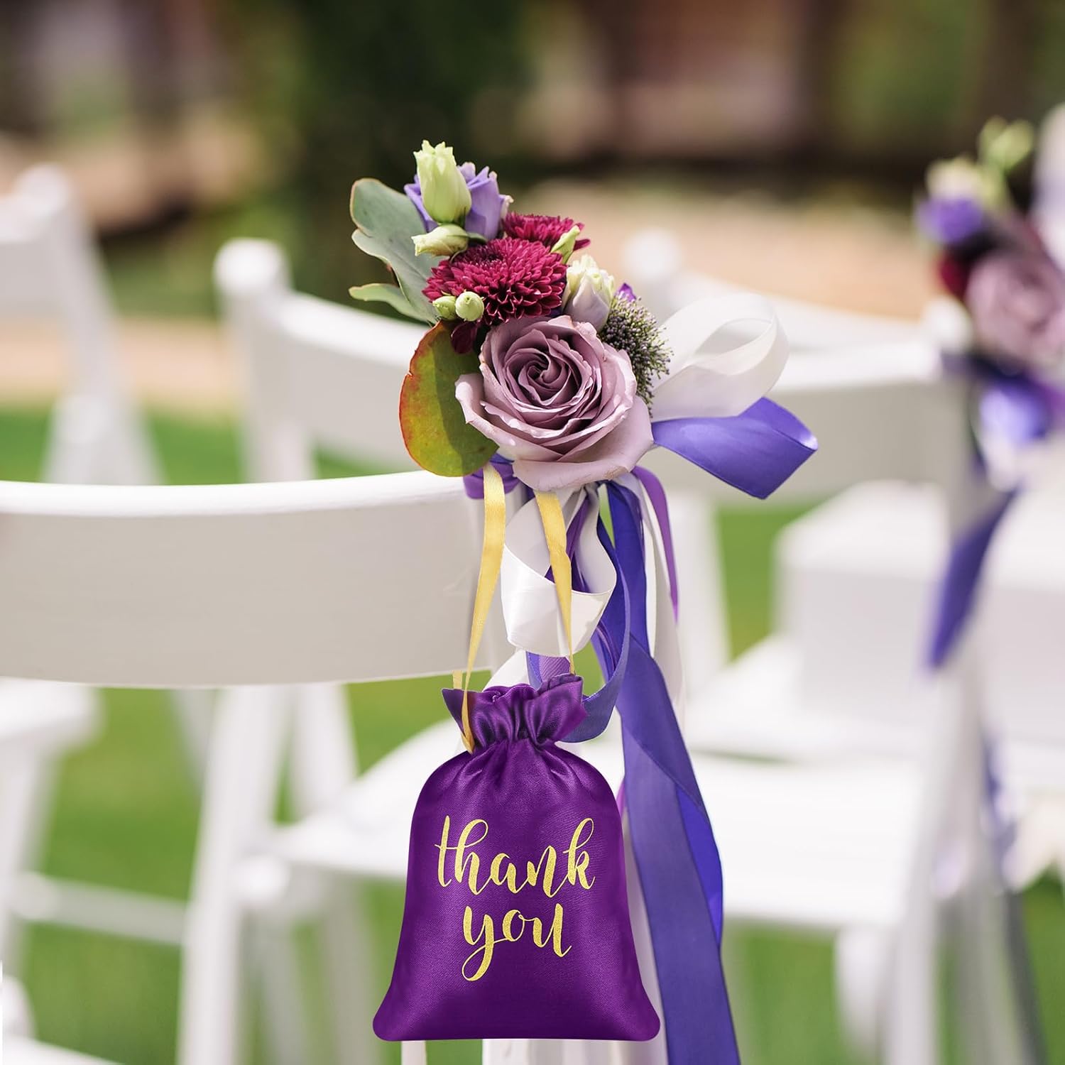 50 Pcs Thank You Satin Gift Bags with Drawstring