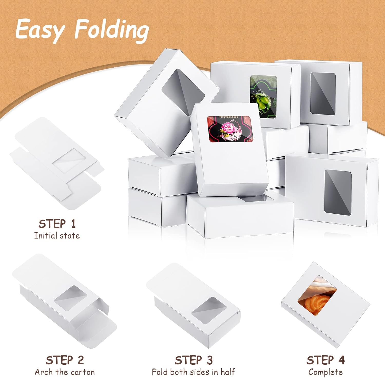 Spakon 30 Pcs Mini Kraft Soap Boxes with Window