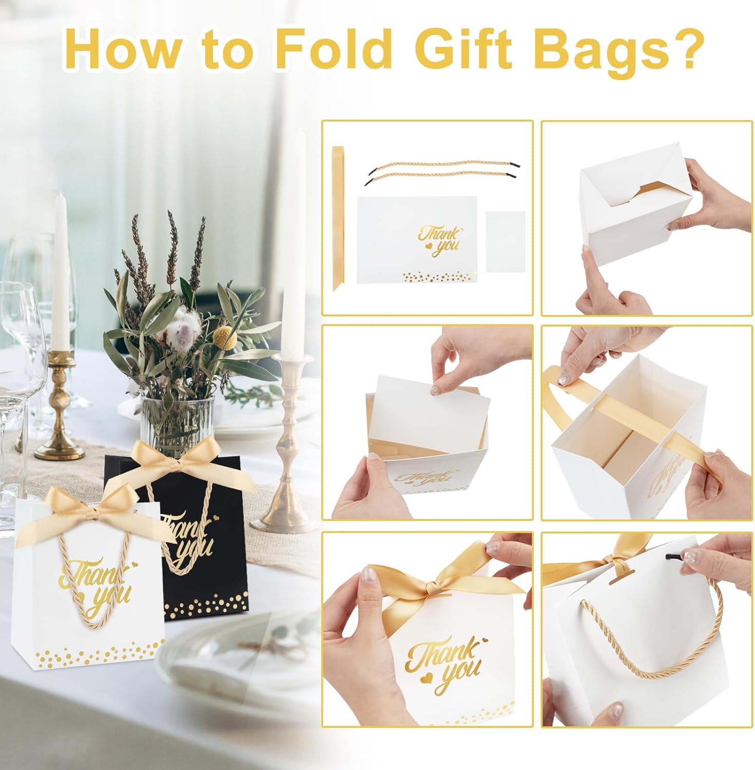 SHAIDOJIO 40-Pack Thank You Gift Bags with Handle