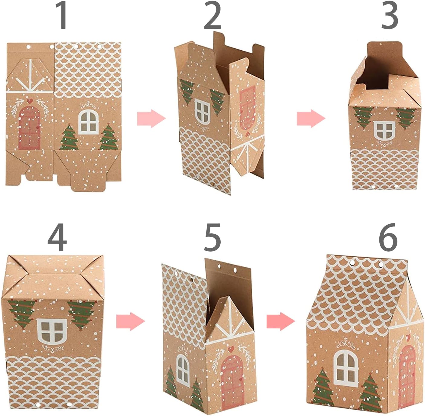 Samanter House Shape Gift Boxes with Twines 50 Pack