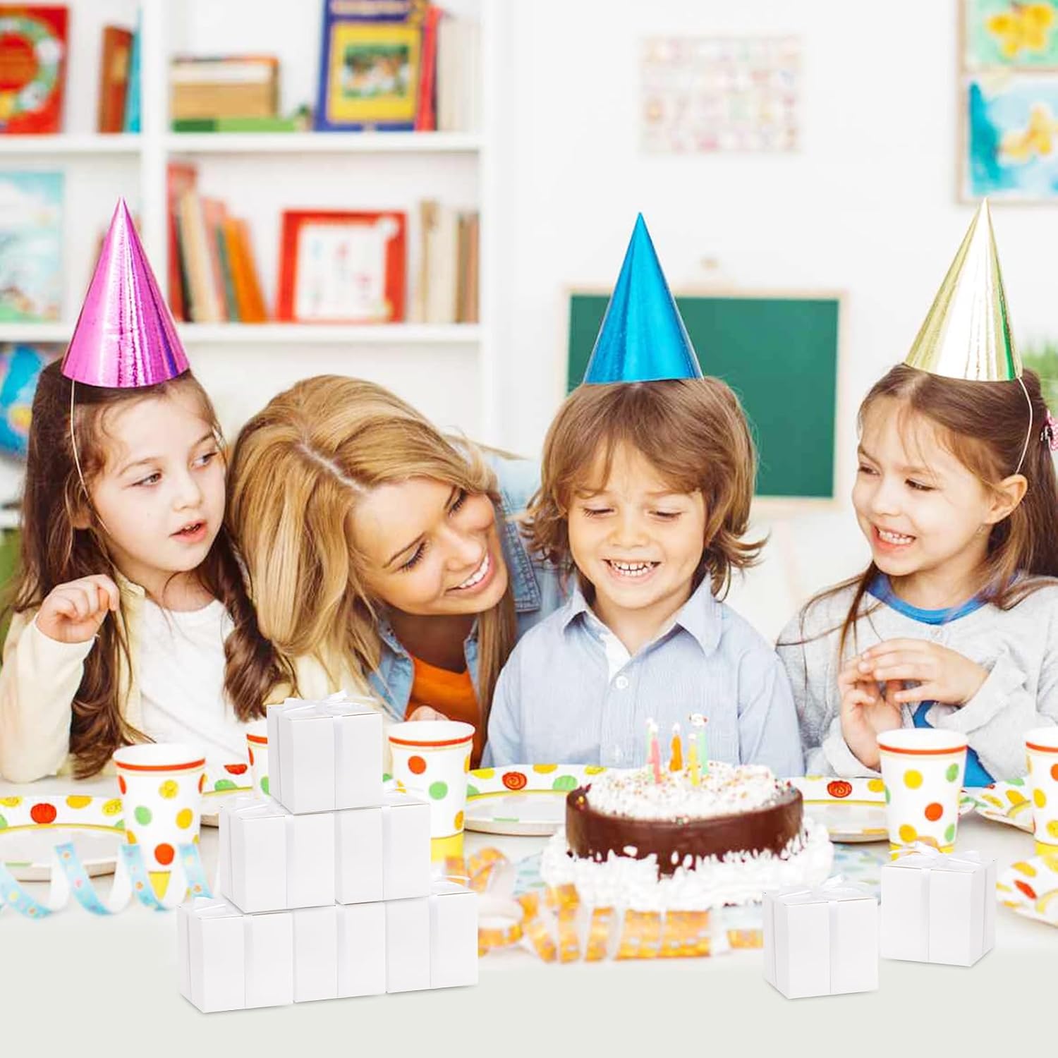 Hooqict 100 Pack White Gift Boxes for Parties
