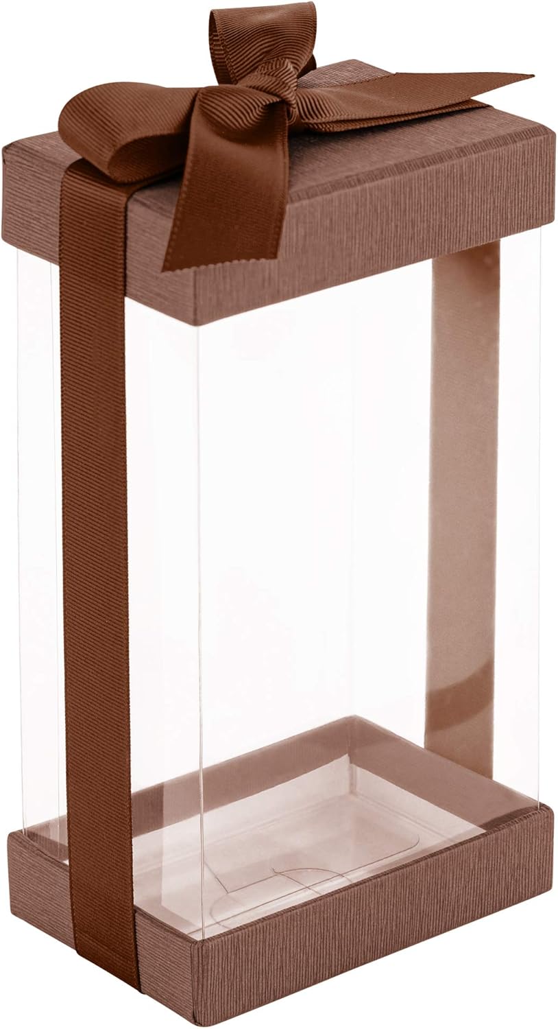 Hammont Clear Gift Box 6 Pack with Base Lid and Ribbon