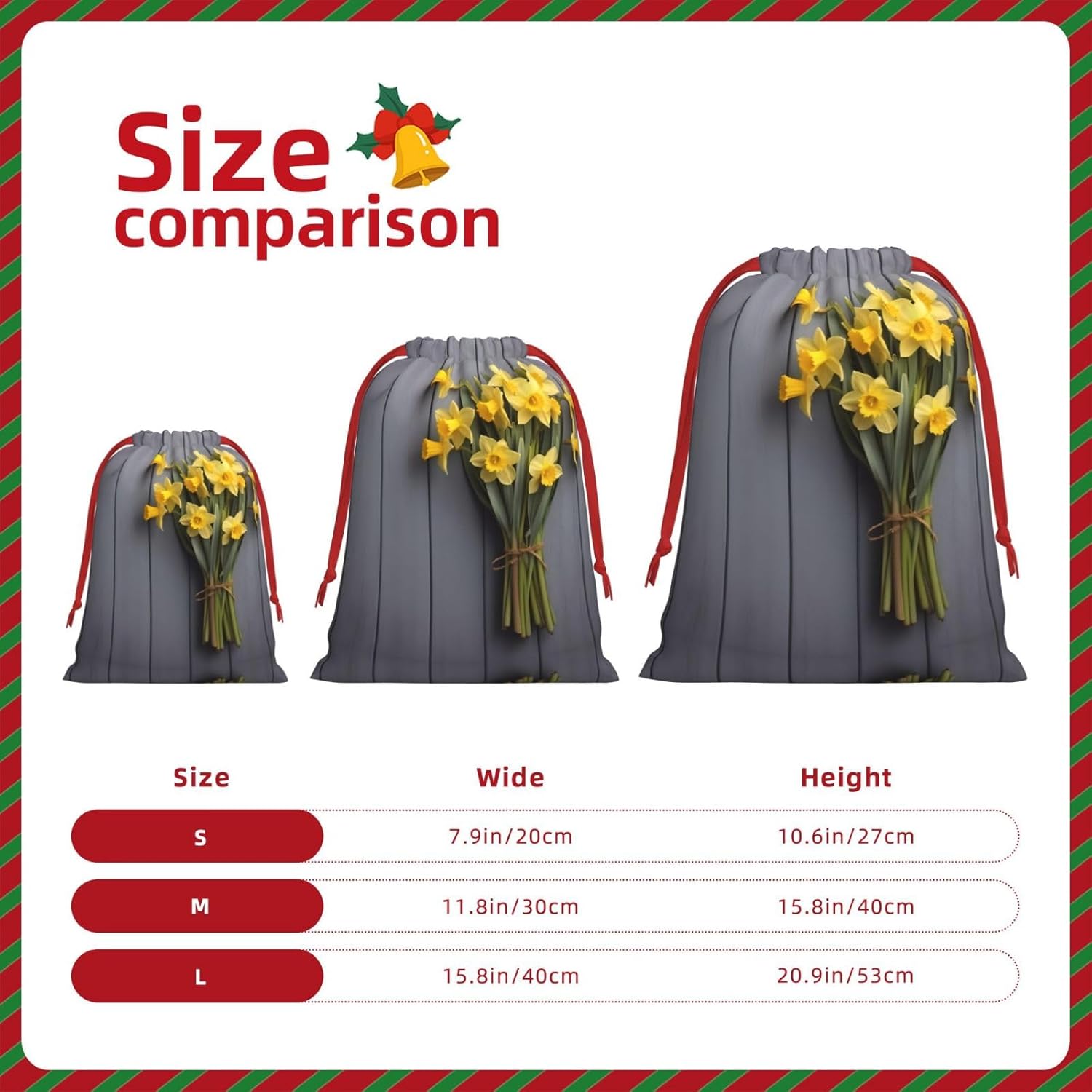 TONAUA Daffodils Print Drawstring Gift Bag