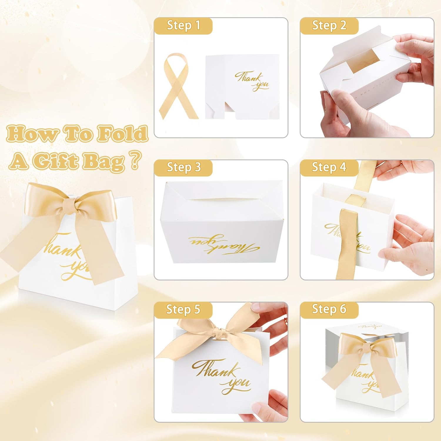 SHAIDOJIO 24Pcs Mini Gift Bags with Gold Bow