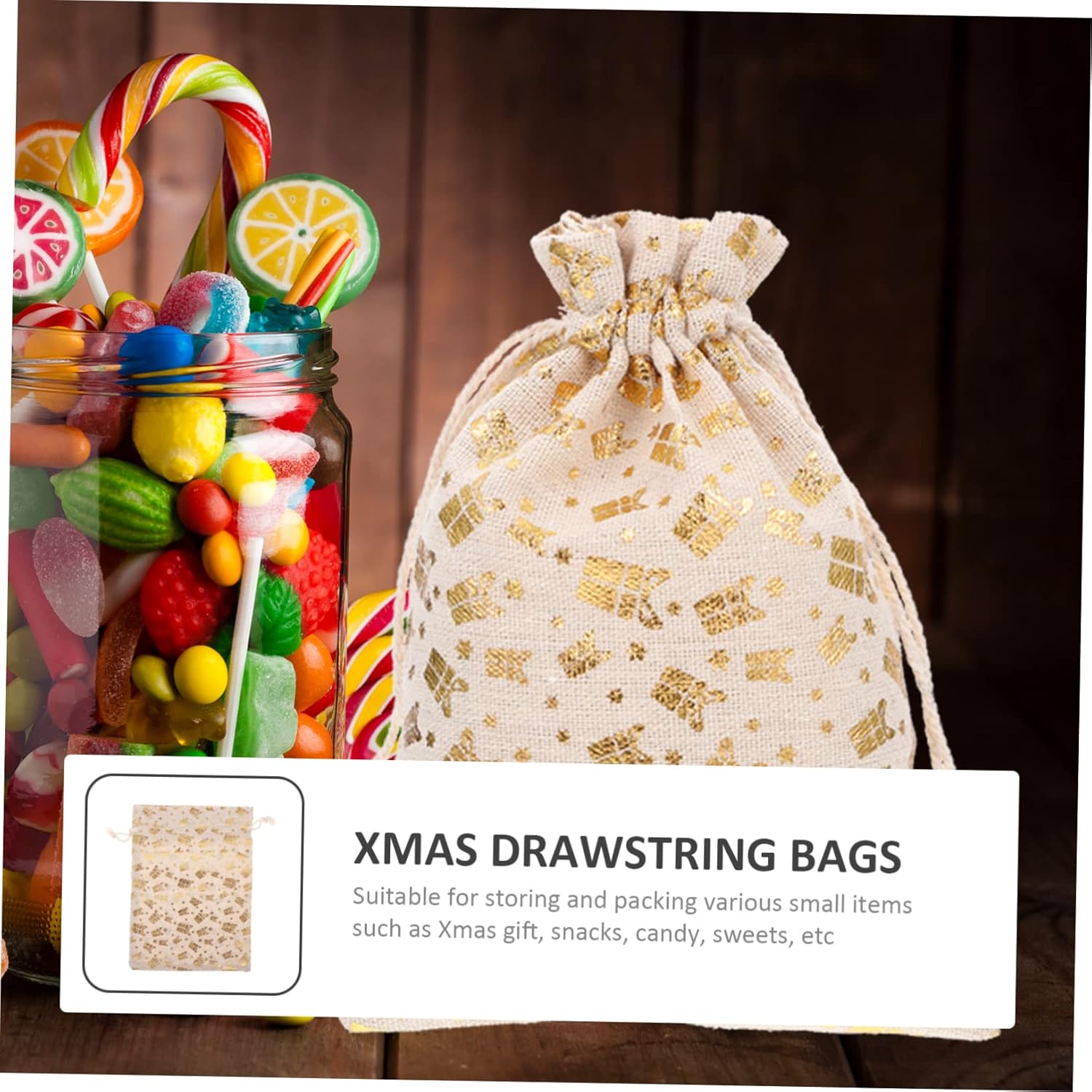 Anneome 25pcs Christmas Treat Drawstring Pouches