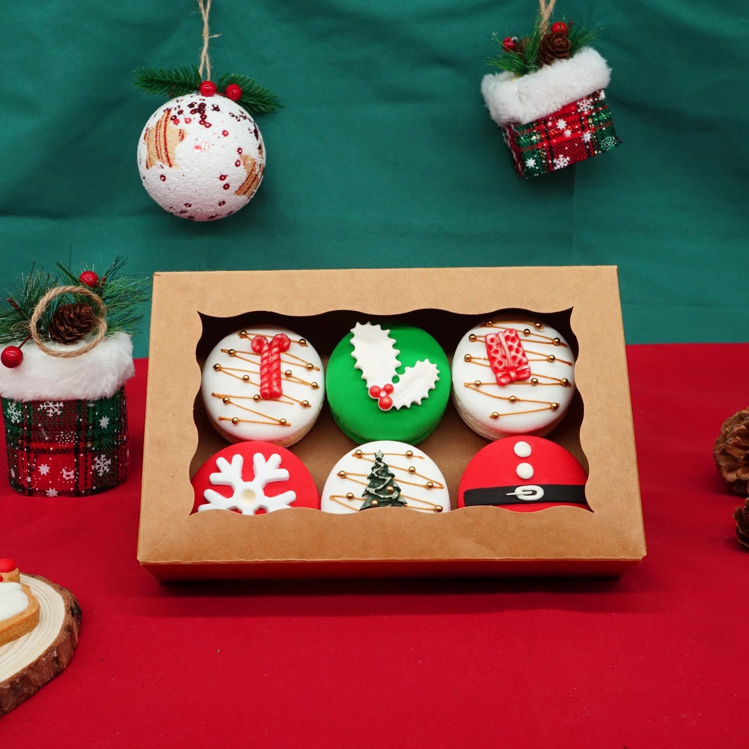20 Pcs Kraft Cookie Boxes with Window 7x4375x15 Inch