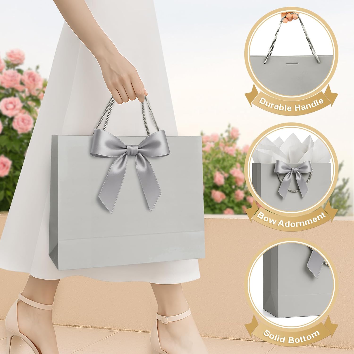 ANZNKU Large Gift Bag with Handles and Ribbon